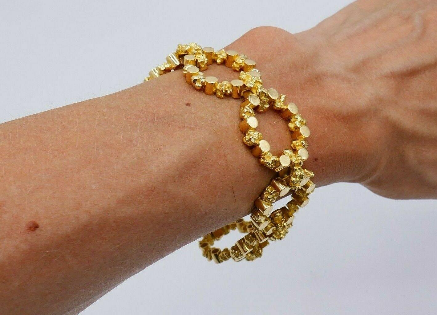 French Vintage Textured Yellow Gold Link Bracelet 4