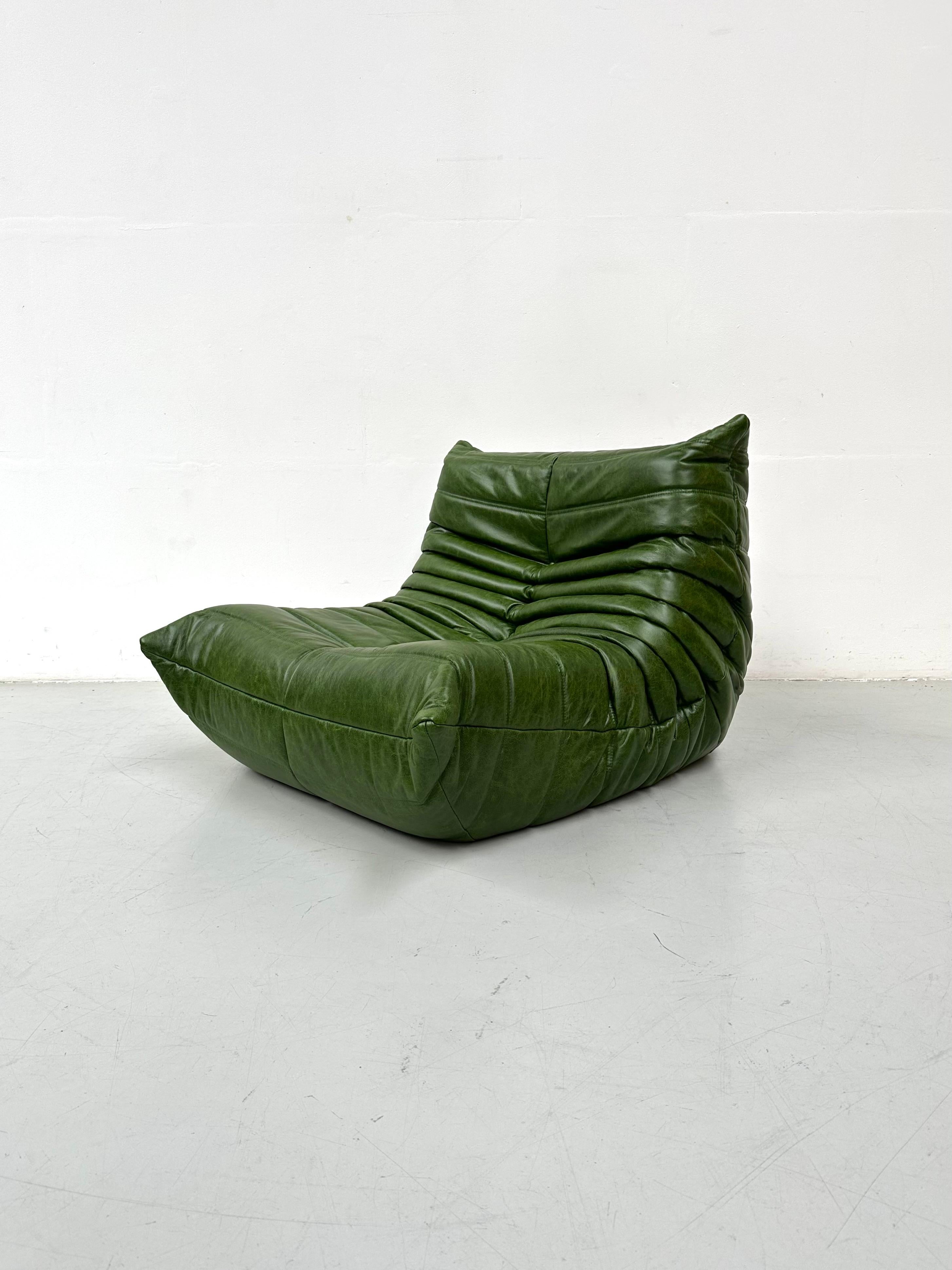 green leather togo chair