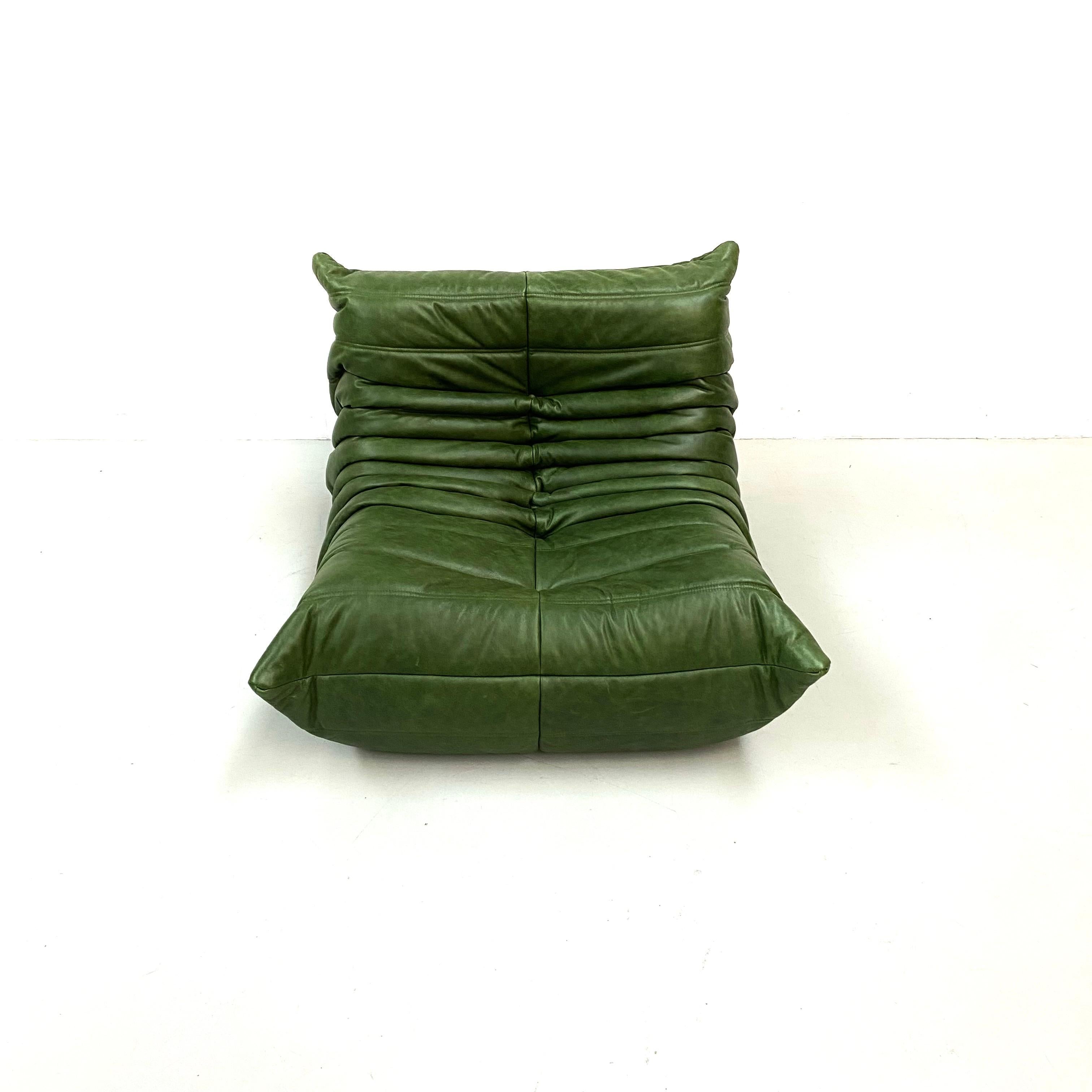 green leather togo chair