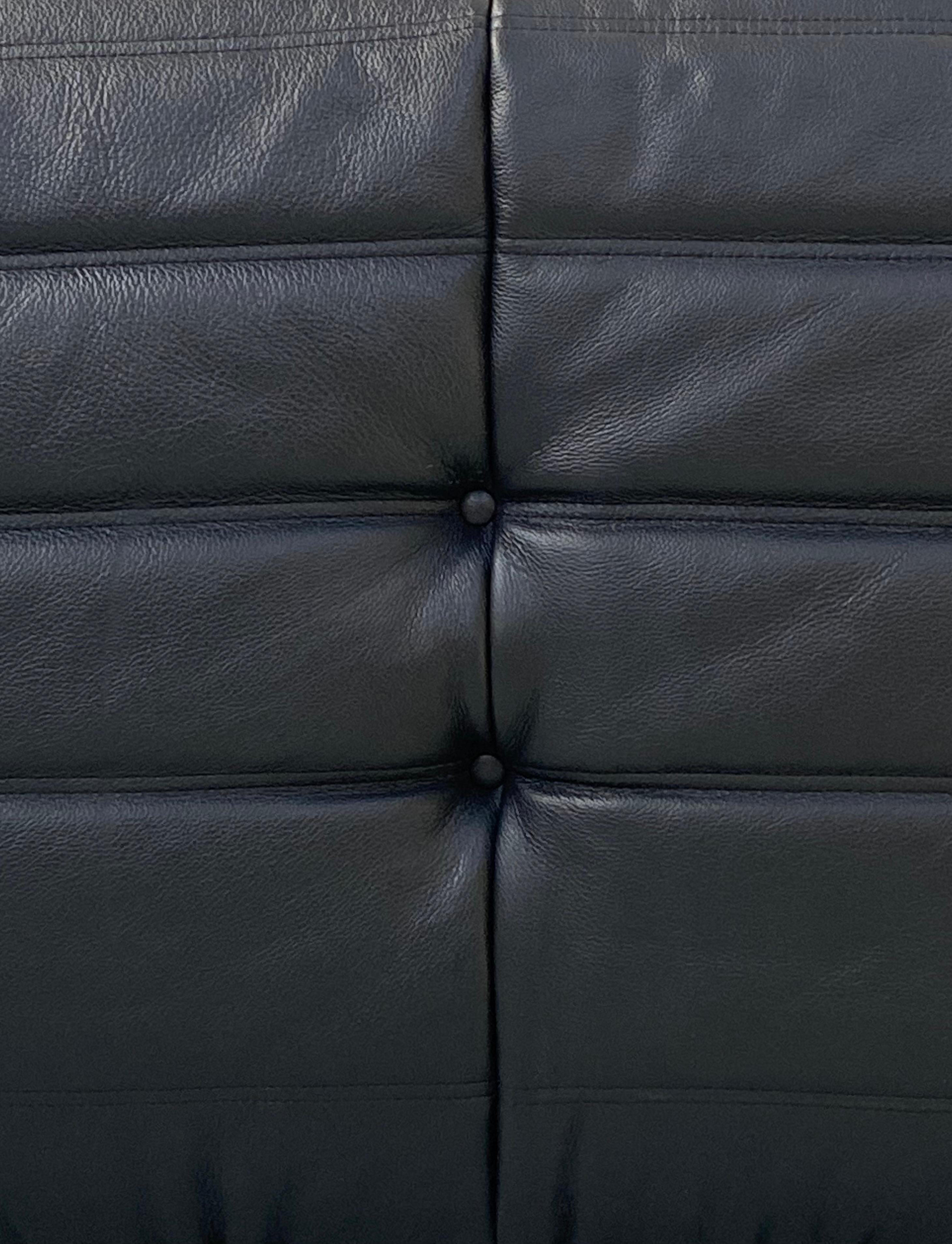 French Togo Sofa in Black Leather by Michel Ducaroy for Ligne Roset. For Sale 4