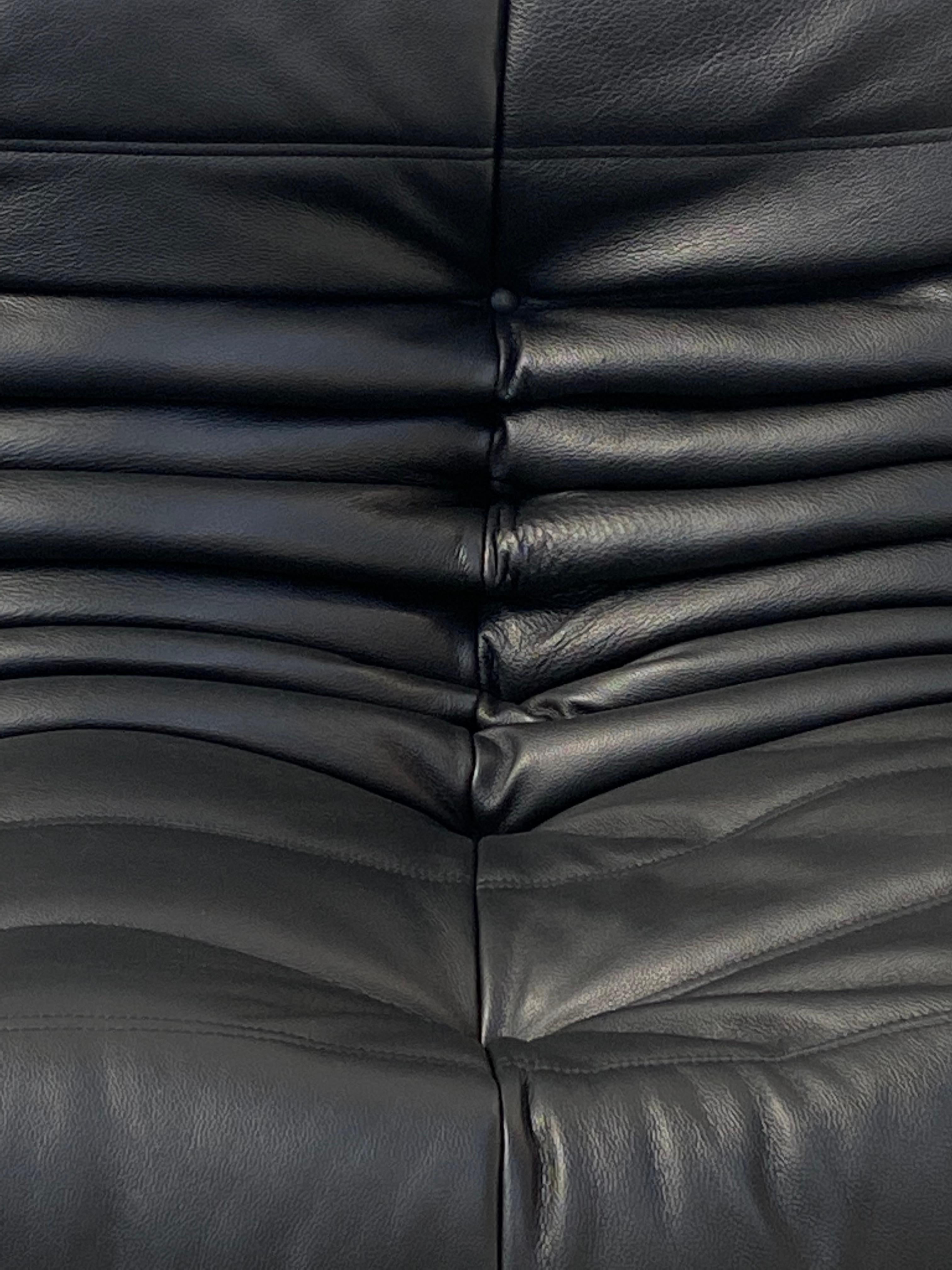 20th Century French Vintage Togo Sofa in Black Leather by Michel Ducaroy for Ligne Roset
