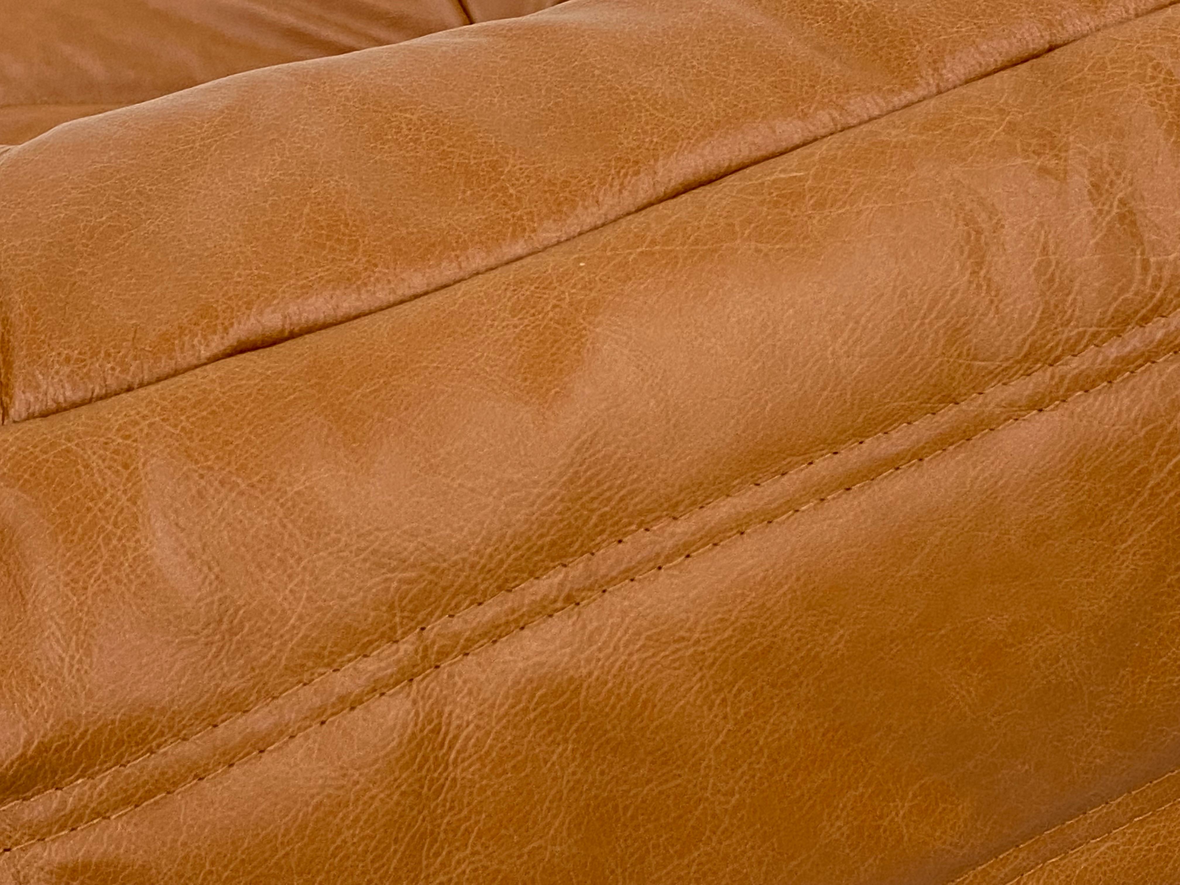 20th Century French Vintage Togo Sofa in Brown Leather by Michel Ducaroy for Ligne Roset.