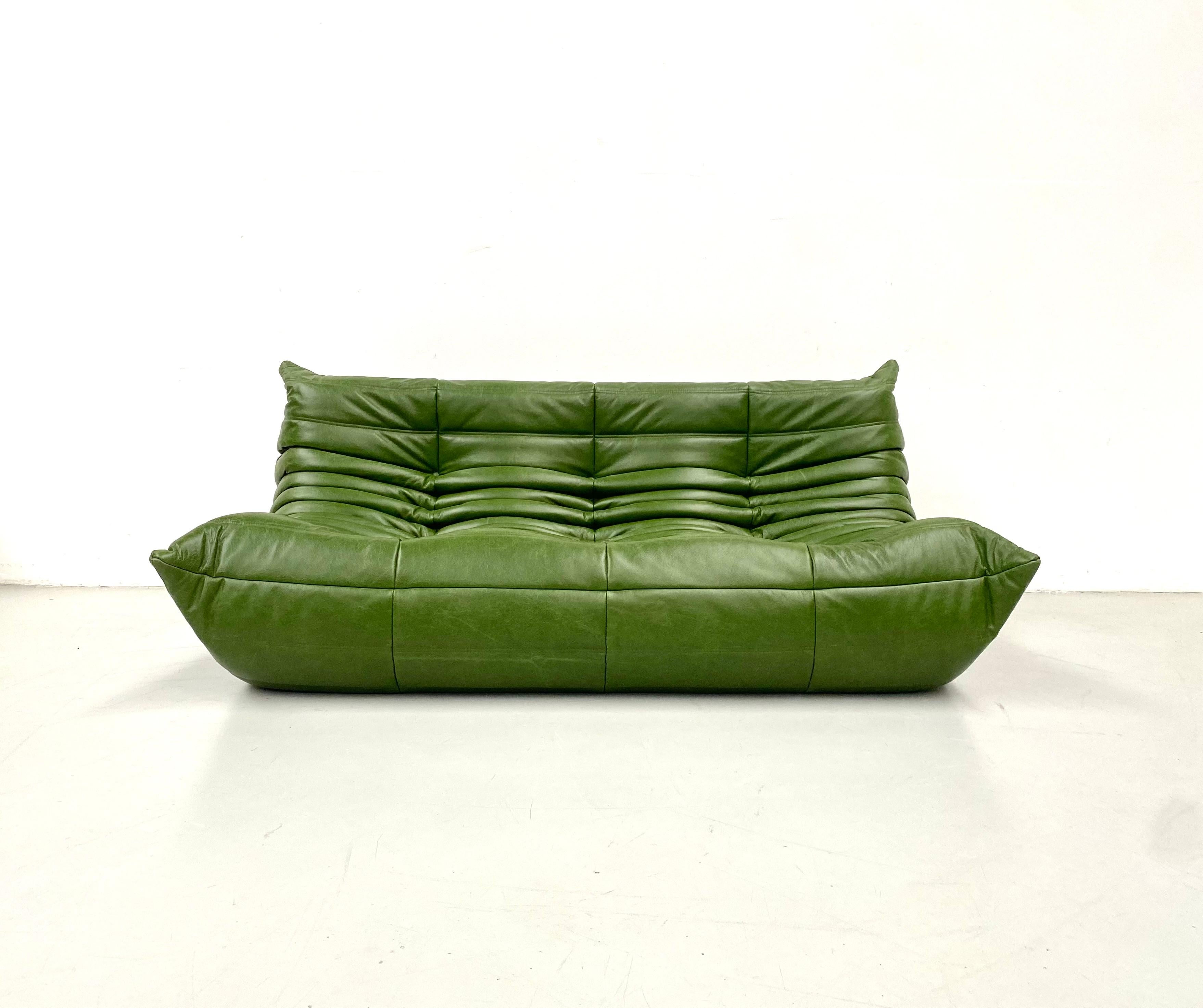 The Togo was designed by Michel Ducaroy in 1973 for Ligne Roset. It is the first sofa/chair ever made only of foam and leather. The collection features an ergonomic design with polyether foam construction and padded covers, making each piece both