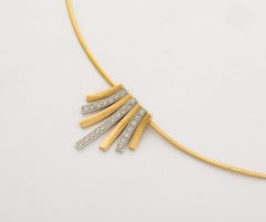 French Vintage Torque with Alternating Diamond and Gold Bars