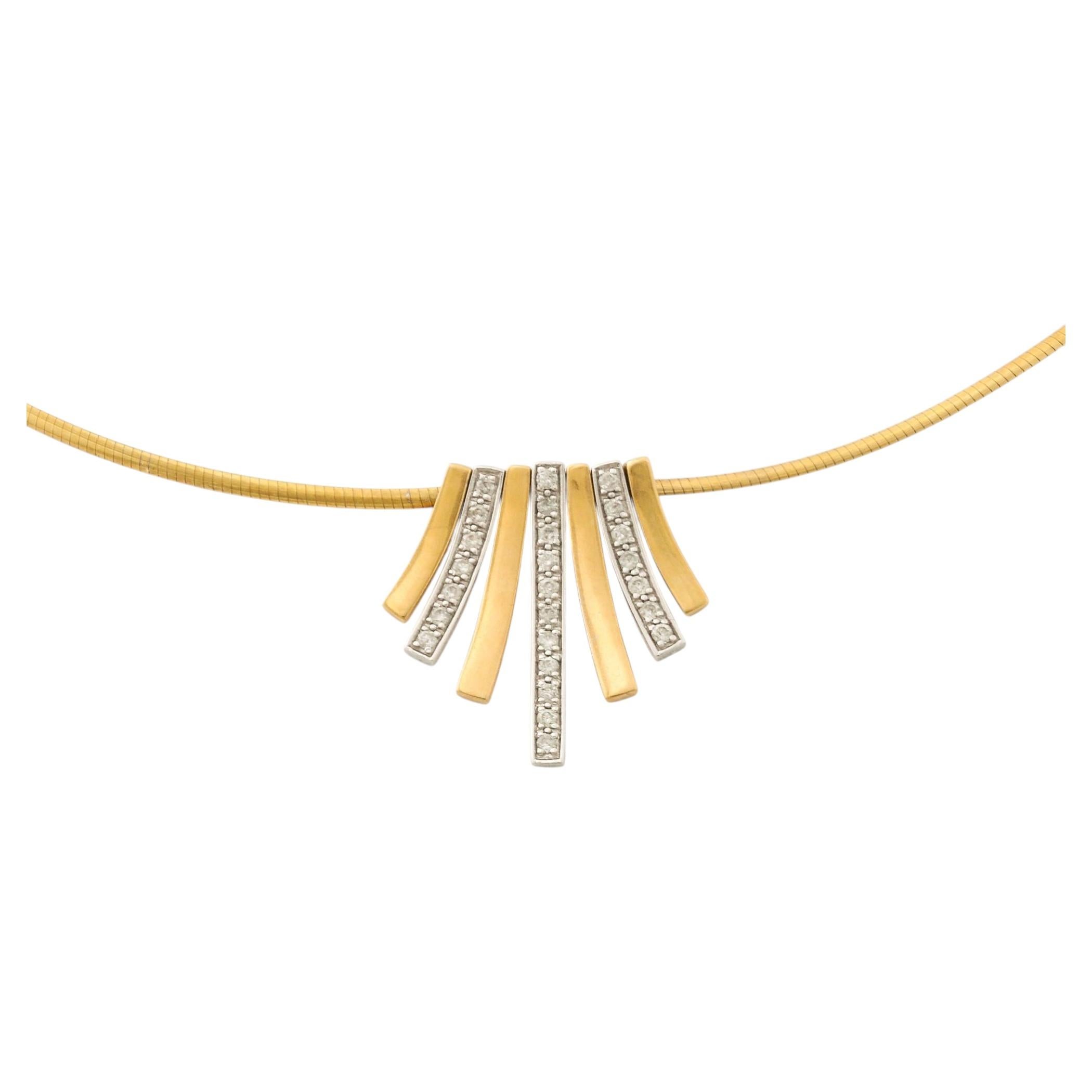 French Vintage Torque with Alternating Diamond and Gold Bars For Sale