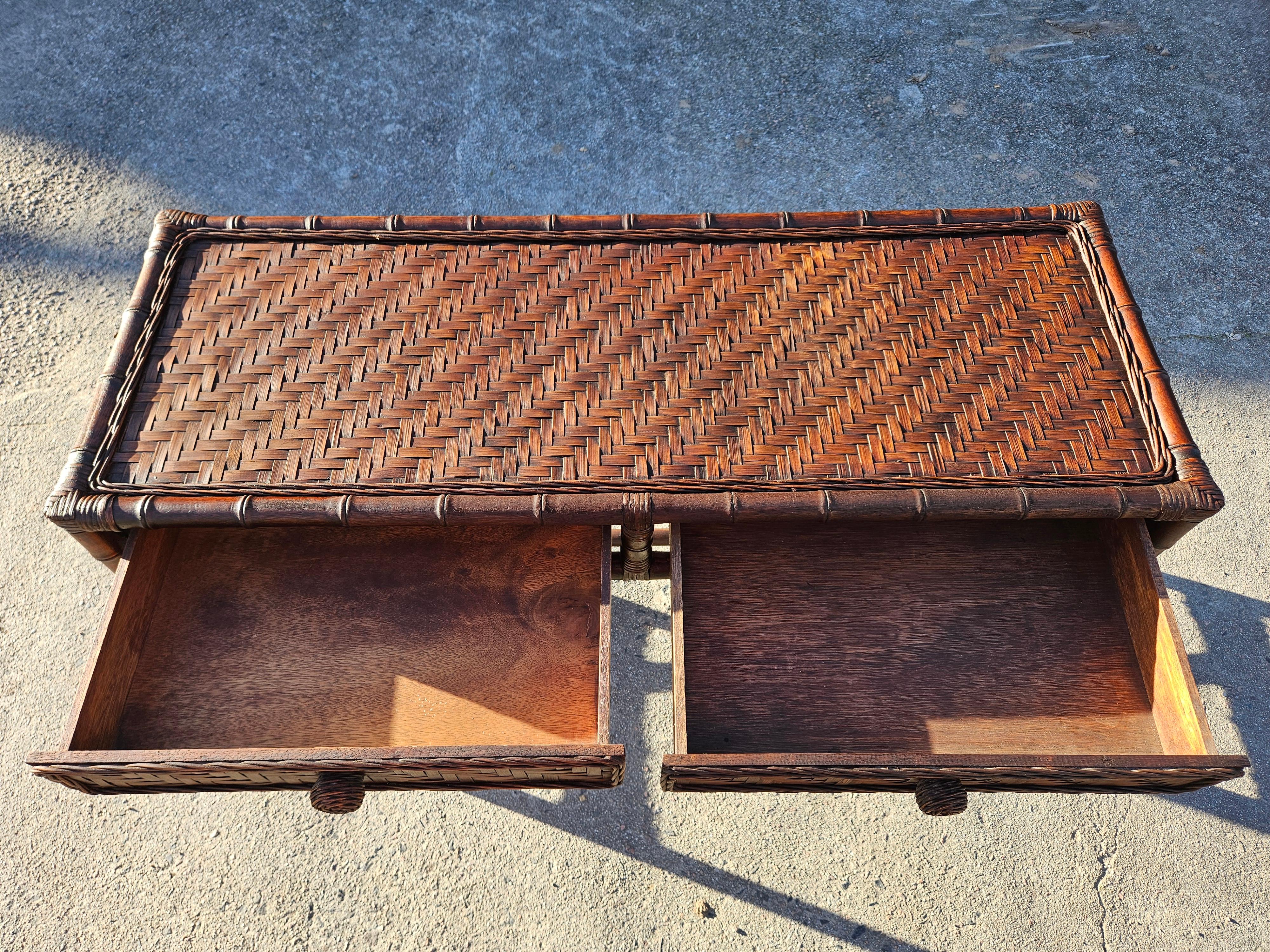 French Vintage Tortoise Faux Bamboo Console-Sideboard-70s 1