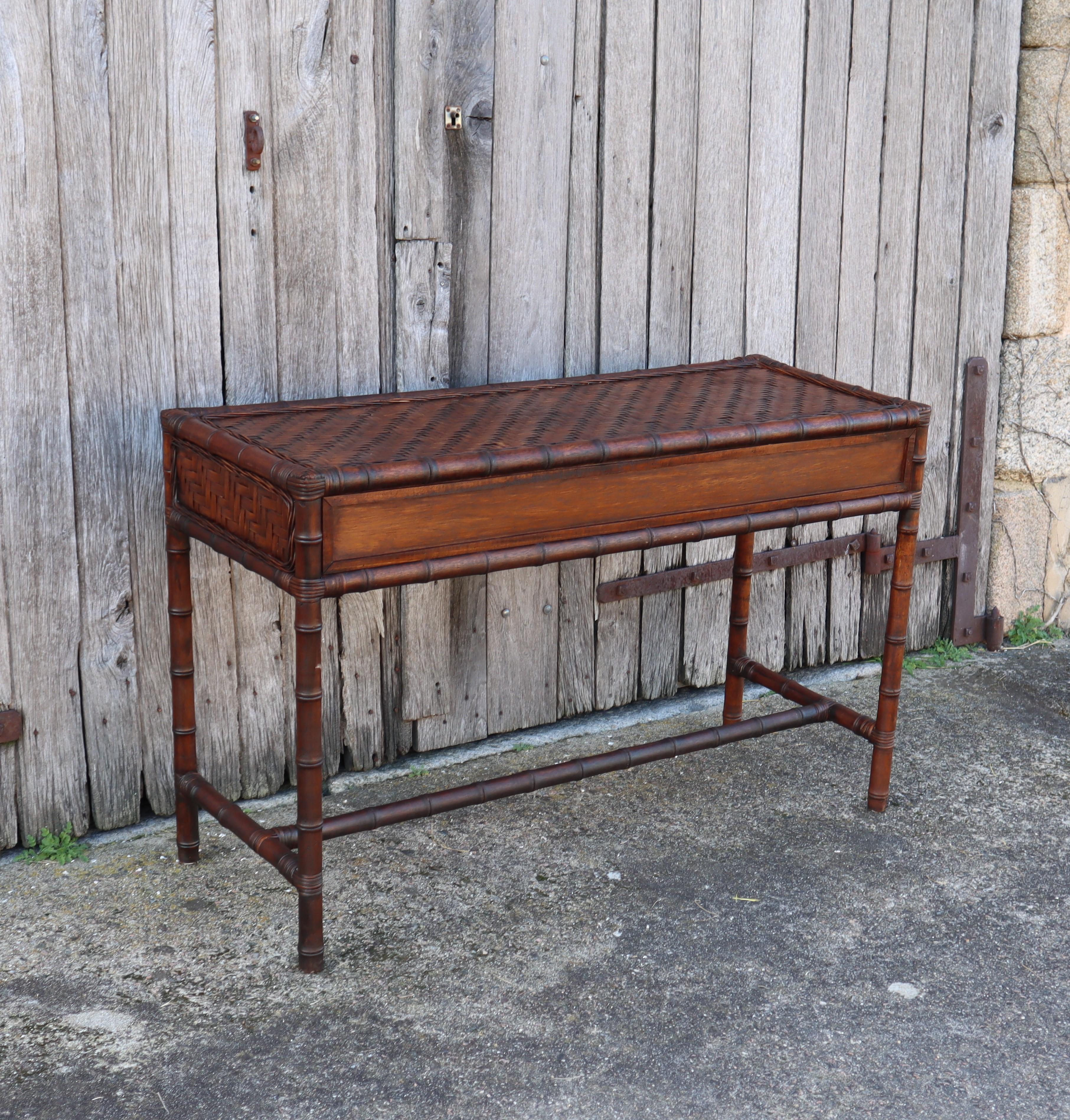 French Vintage Tortoise Faux Bamboo Console-Sideboard-70s For Sale 2