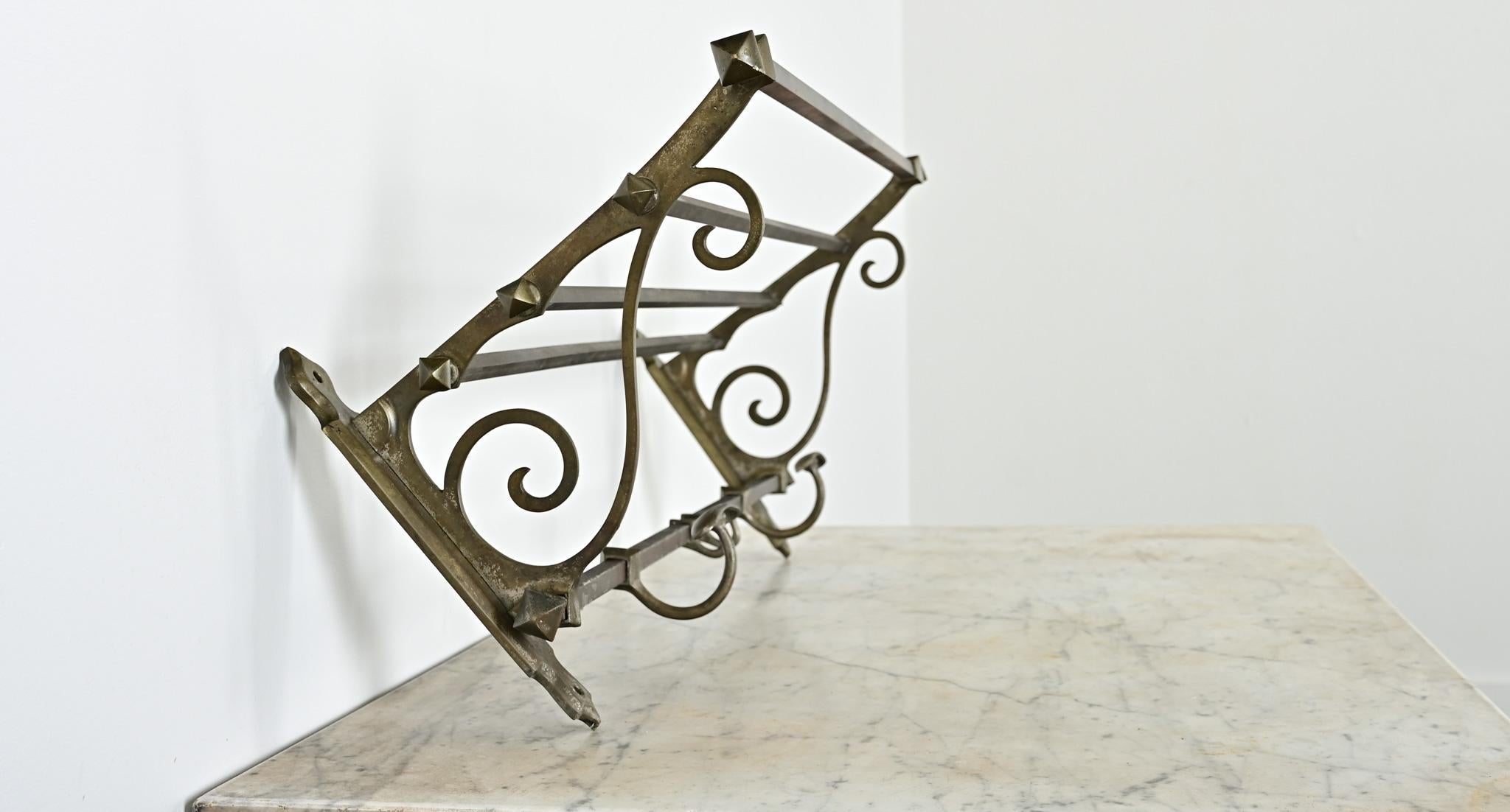 Steel French Vintage Train Rack for Hats & Coats For Sale