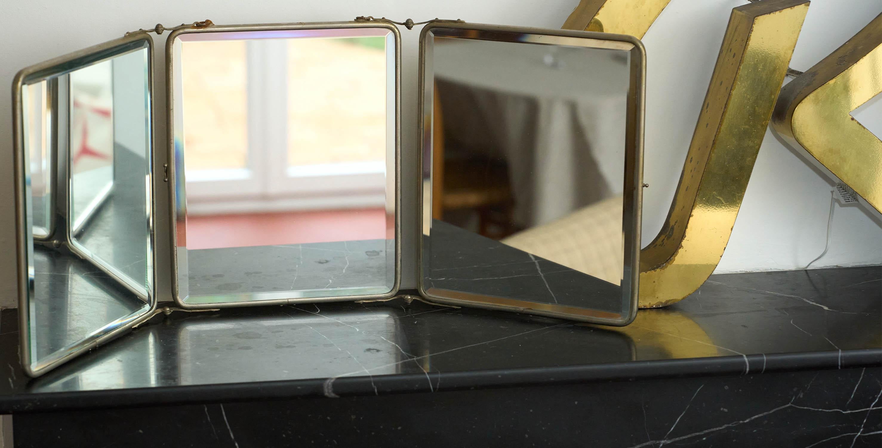 miroir de barbier triptyque ancien