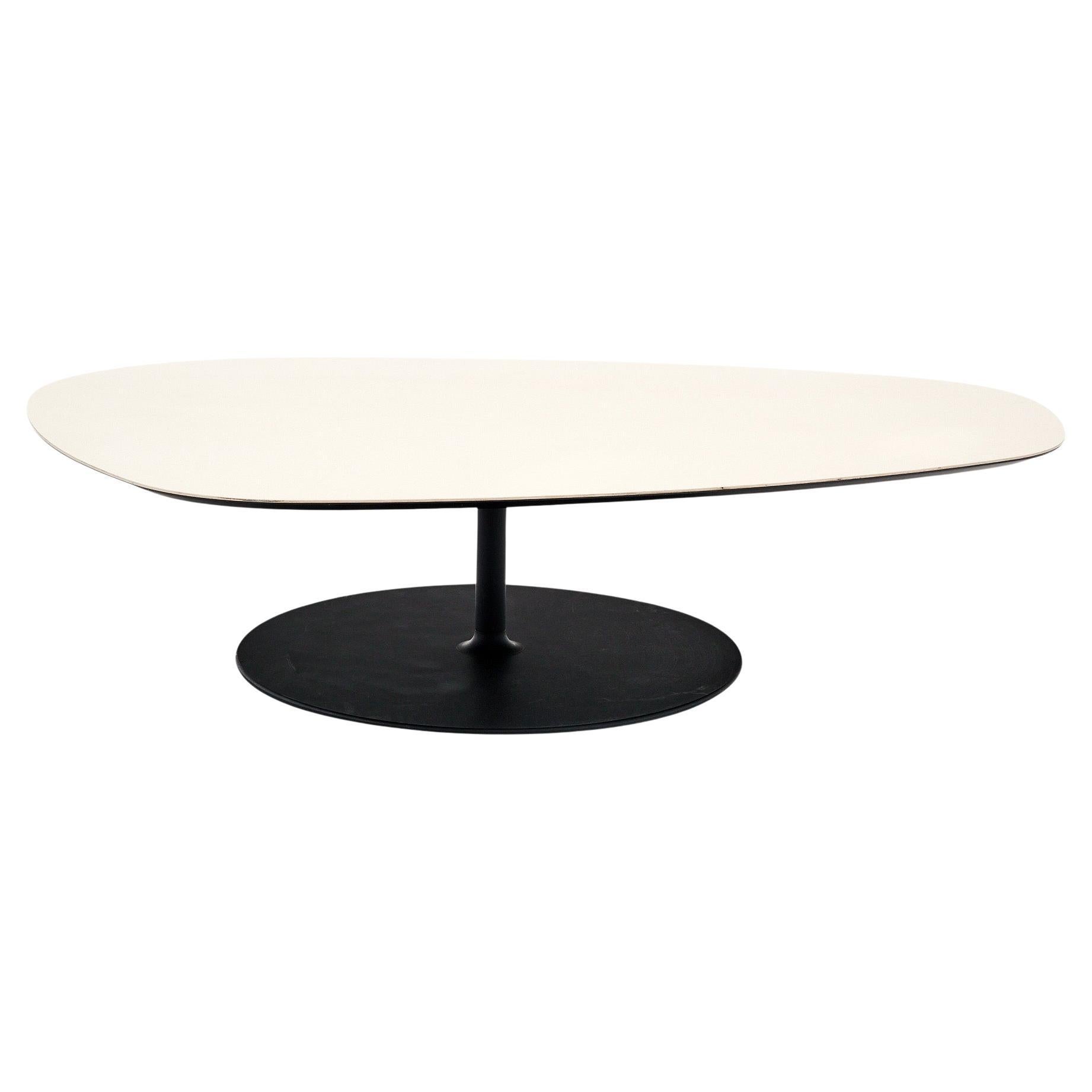Mid-Century Modern French Tulip Coffee Table, Vinyl Top, Metal Base
