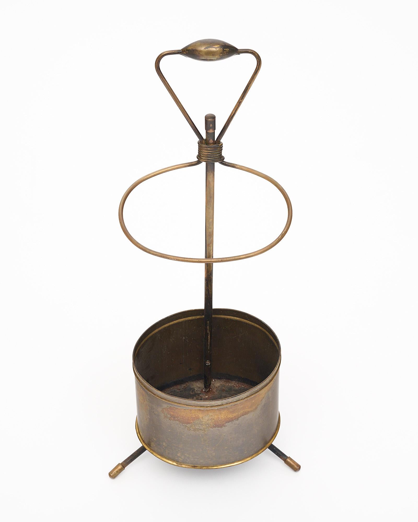 Brass French Vintage Umbrella Stand in the Manner of Jacques Adnet For Sale