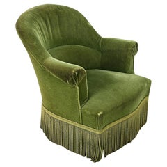 Chaise Vintage en Velours et Franges Bergere