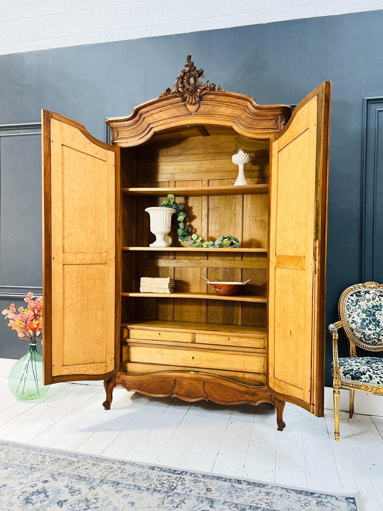 French Vintage Walnut Armoire / Wardrobe 4