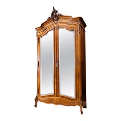 French Vintage Walnut Armoire / Wardrobe