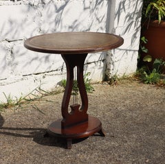 French Vintage Walnut Leather Console Table  Style Napoleon III - 60s