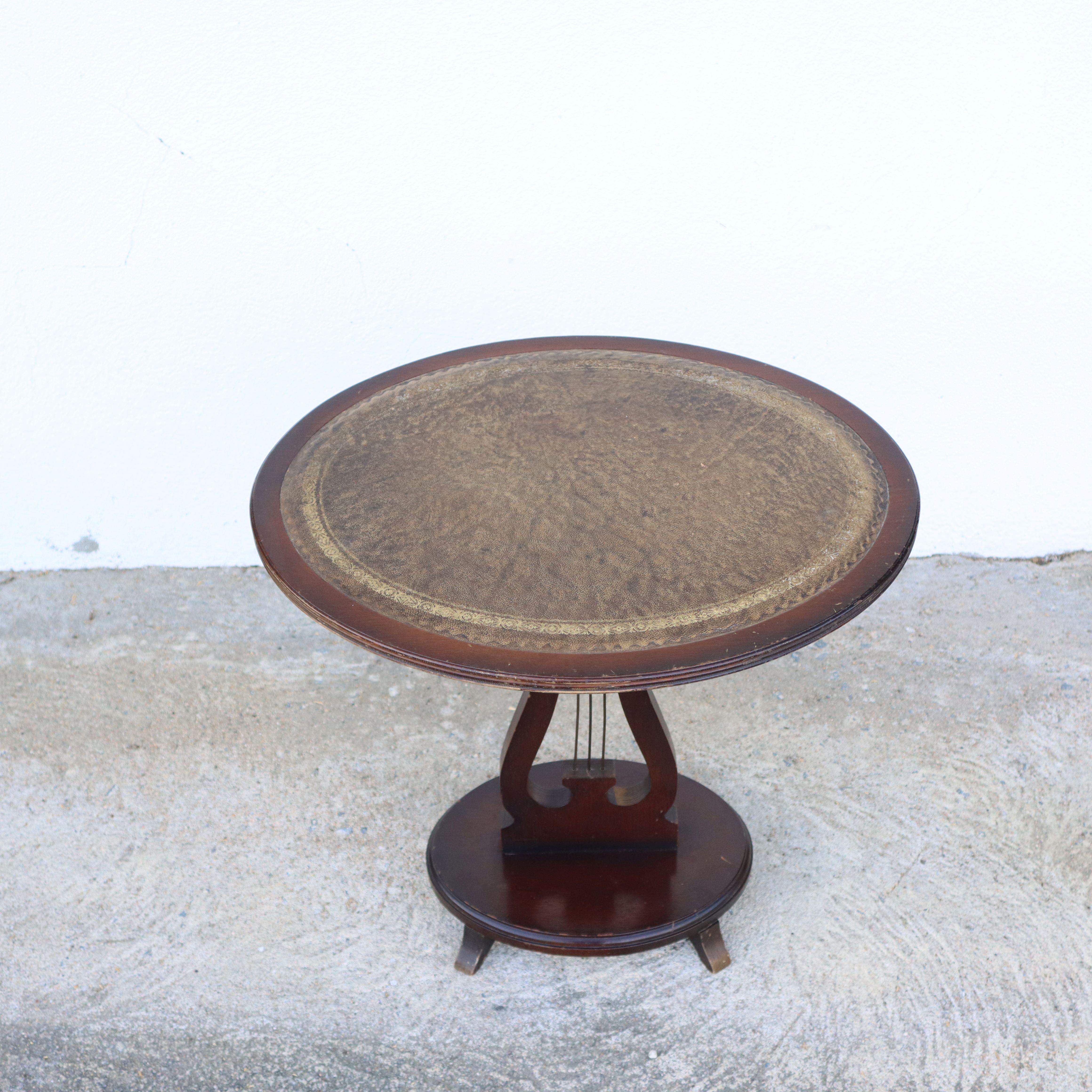 Metallo Tavolo consolle francese in pelle di noce vintage  Stile Napoleone III - Anni '60 in vendita