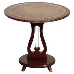 French Vintage Walnut Leather Console Table  Style Napoleon III - 60s