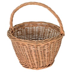 French Vintage Wicker Collecting Basket