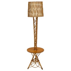 French Vintage Wicker Floor Lamp
