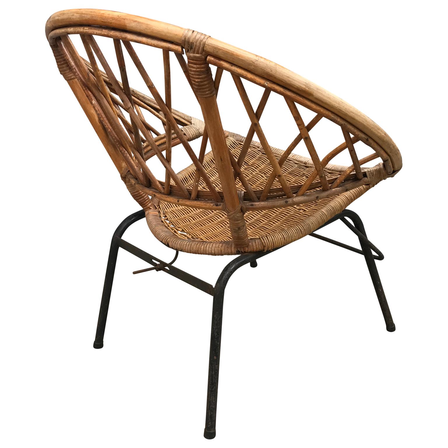 French Vintage Wicker Loop Chair 3