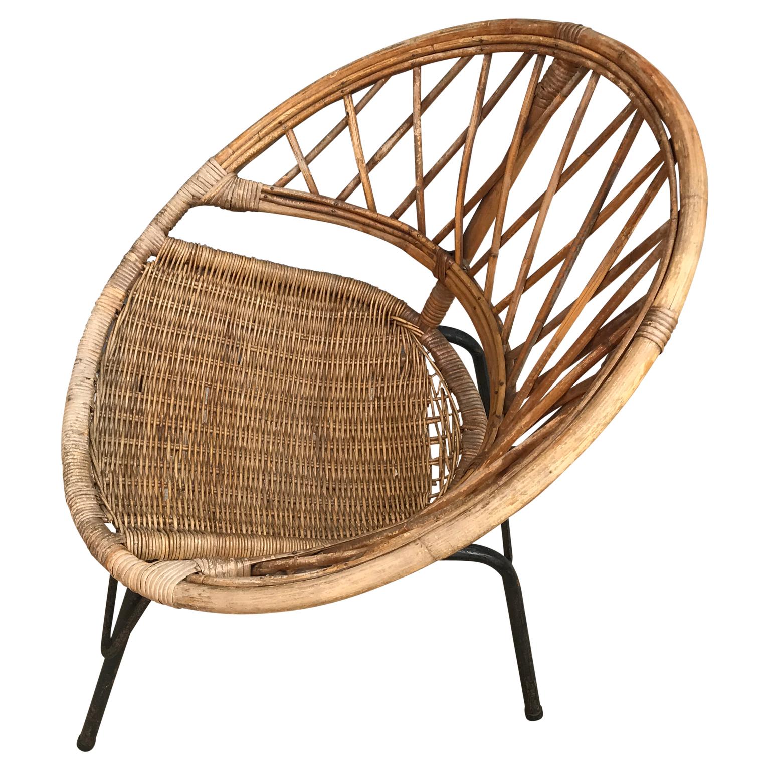Metal French Vintage Wicker Loop Chair