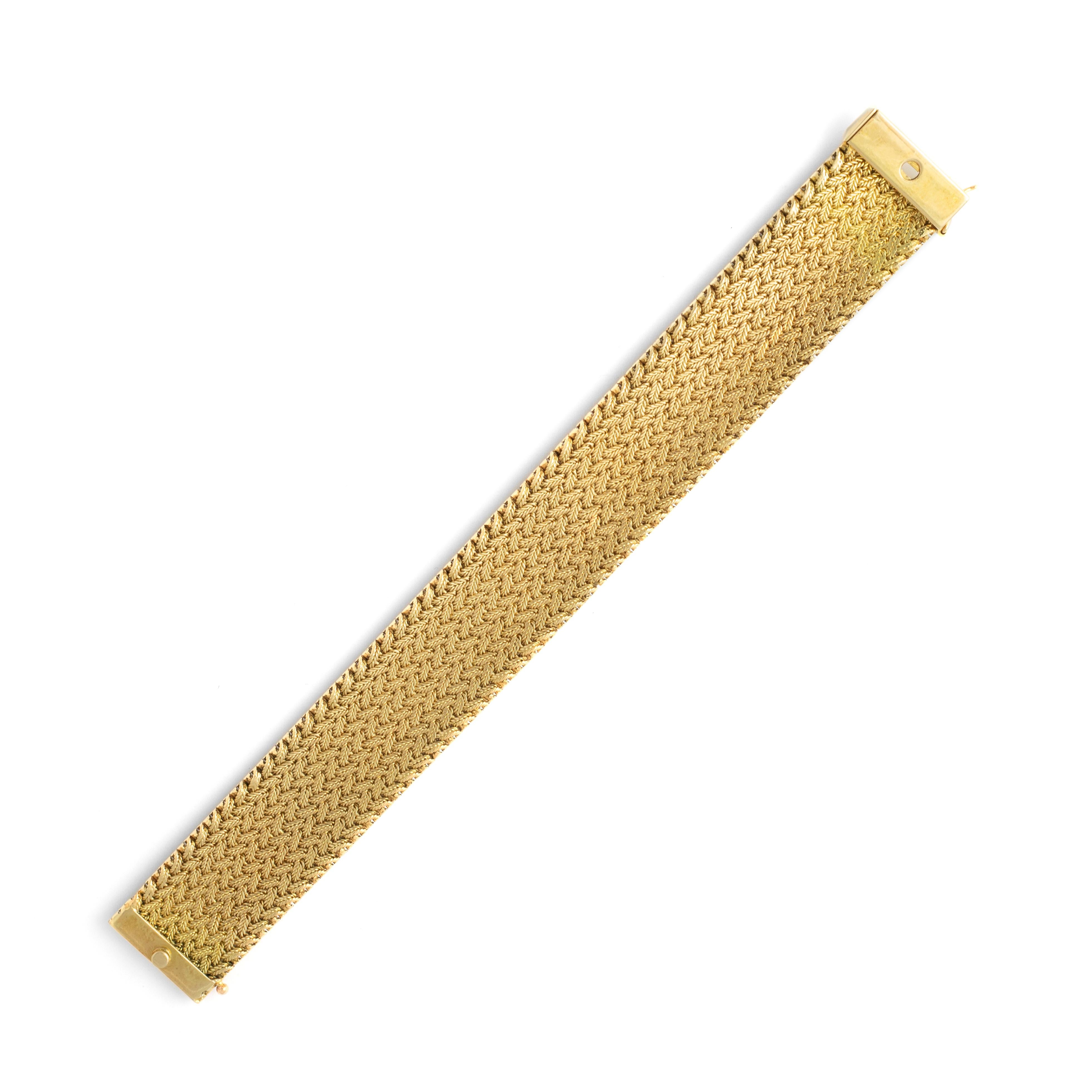 Women's or Men's French Vintage Yellow Gold 18K Bracelet 1960S