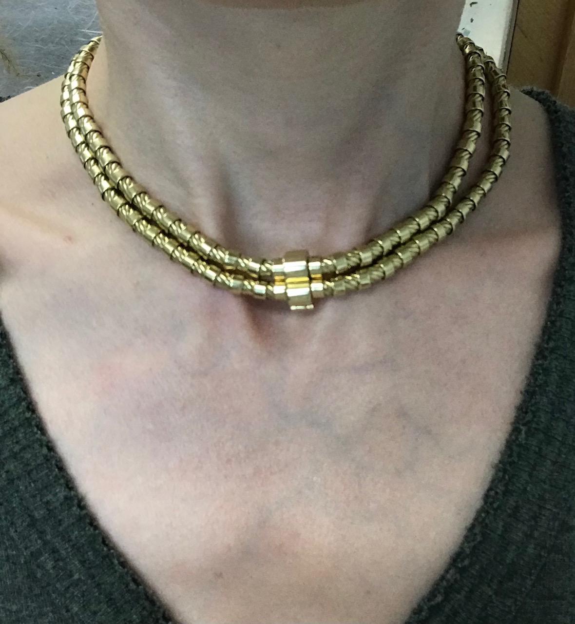 double strand gold chain necklace