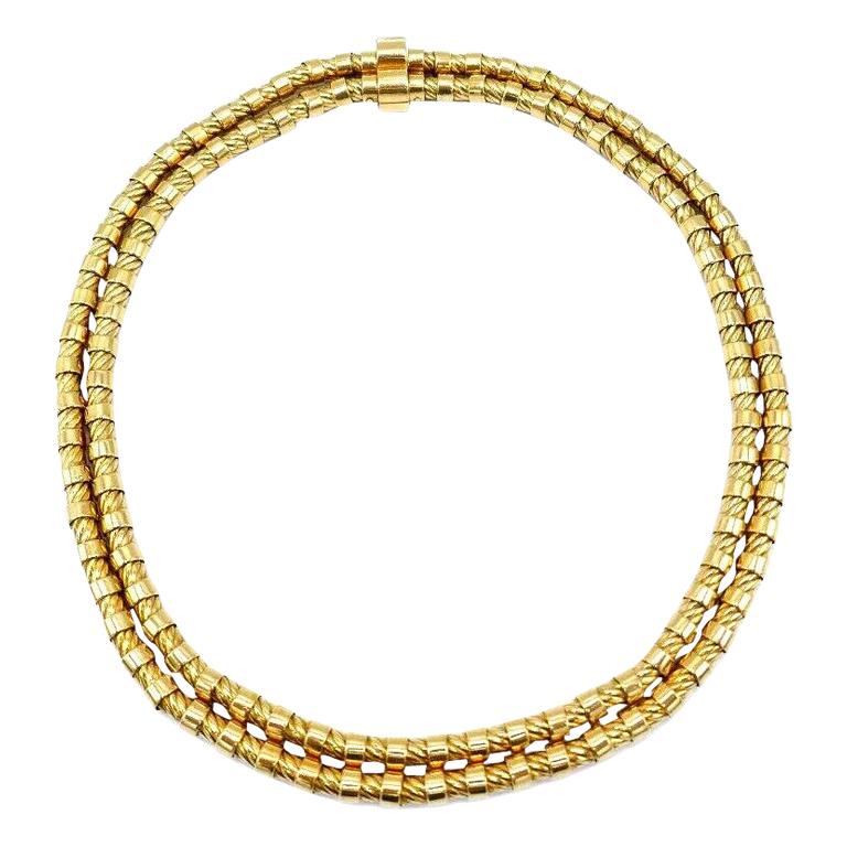 French Vintage Yellow Gold Double Strand Rope Chain Necklace