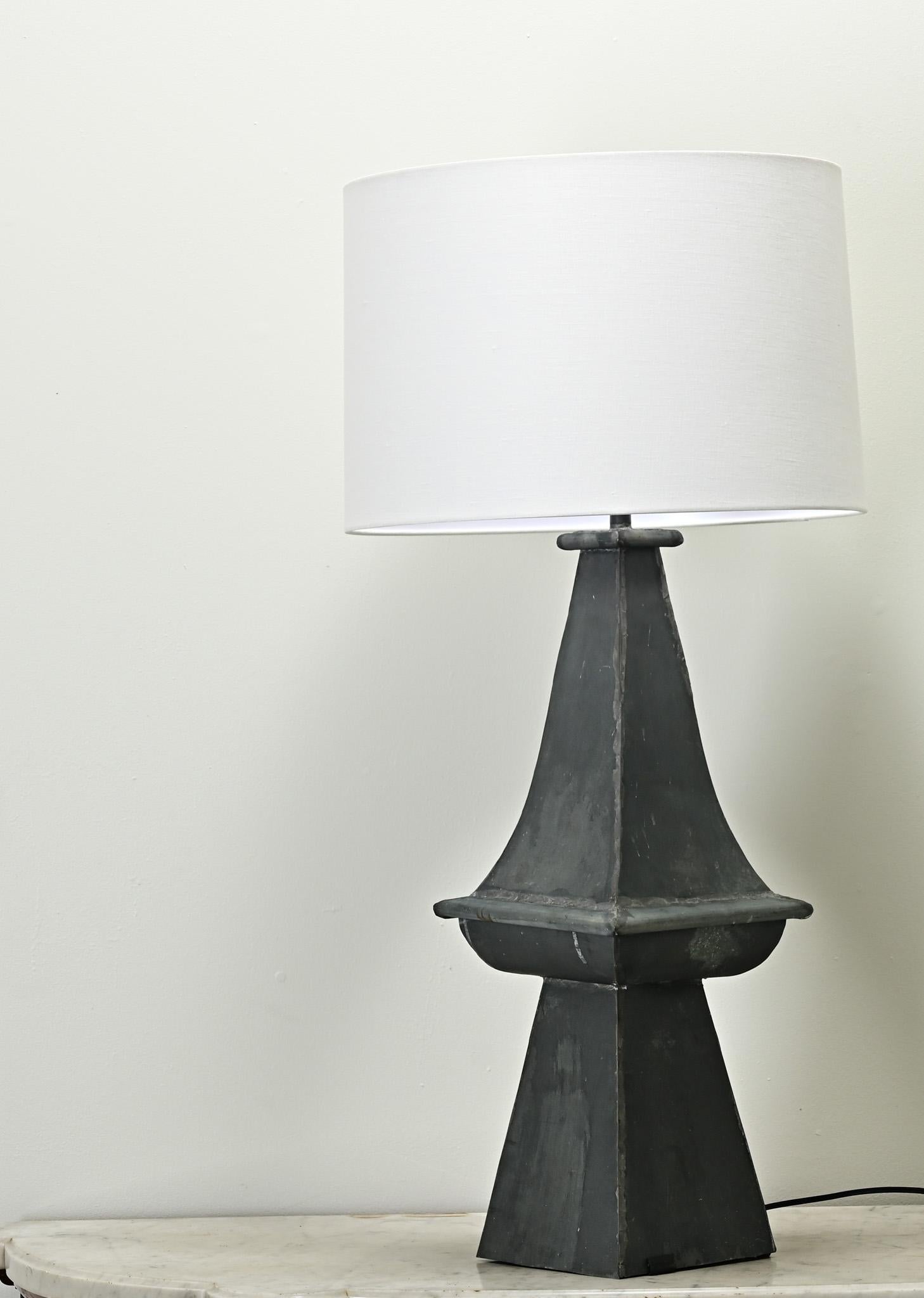 20th Century French Vintage Zinc Table Lamp For Sale