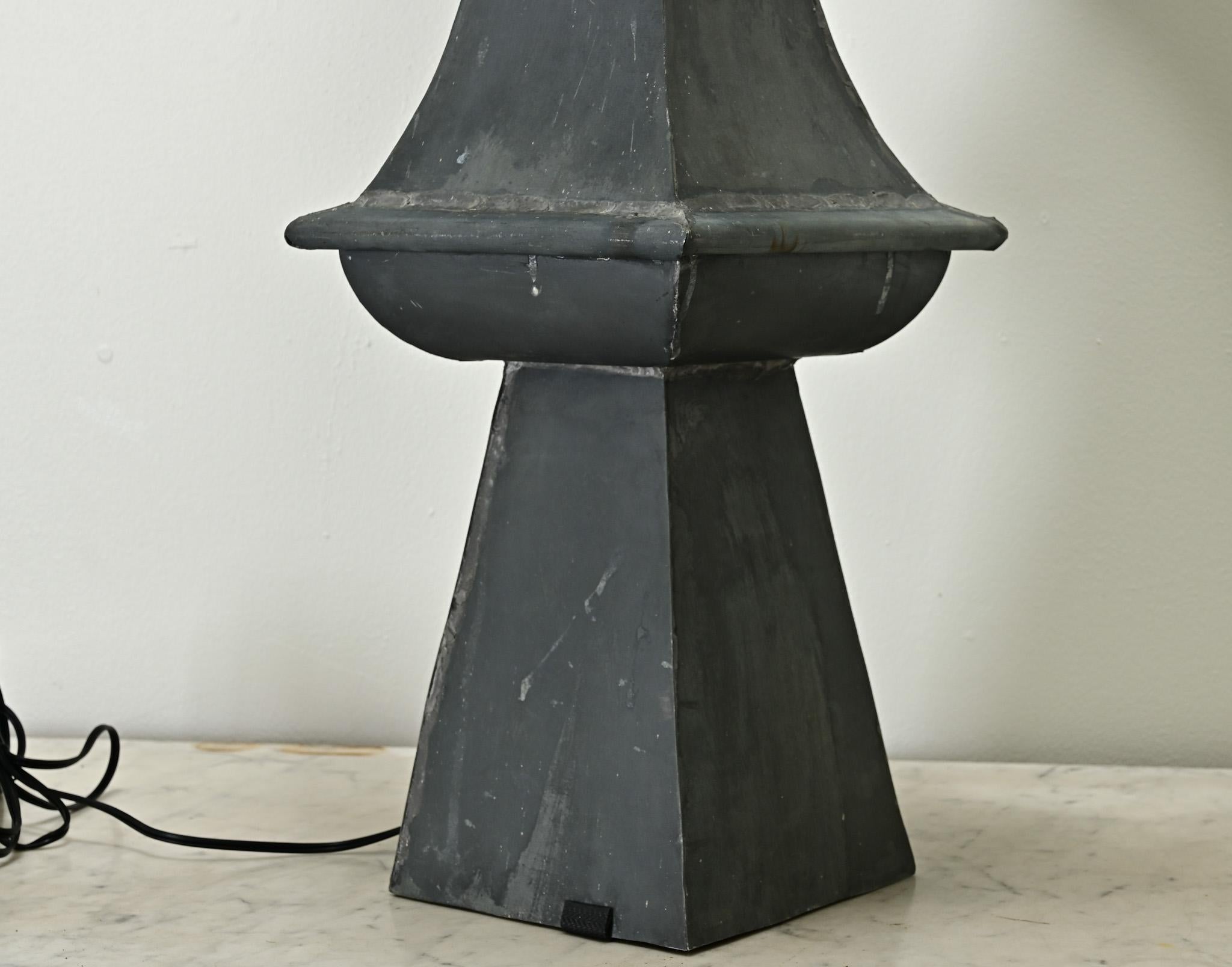 French Vintage Zinc Table Lamp For Sale 2