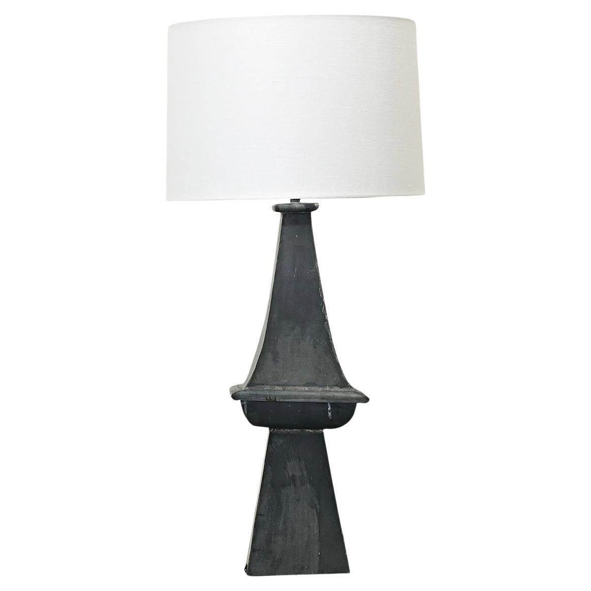 French Vintage Zinc Table Lamp For Sale