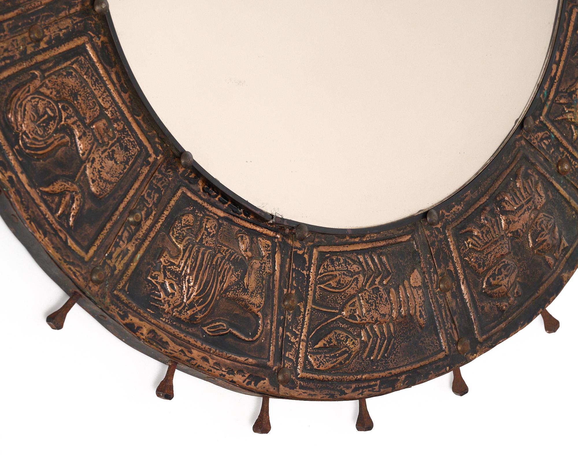 French Vintage Zodiac Mirror In Good Condition For Sale In Austin, TX