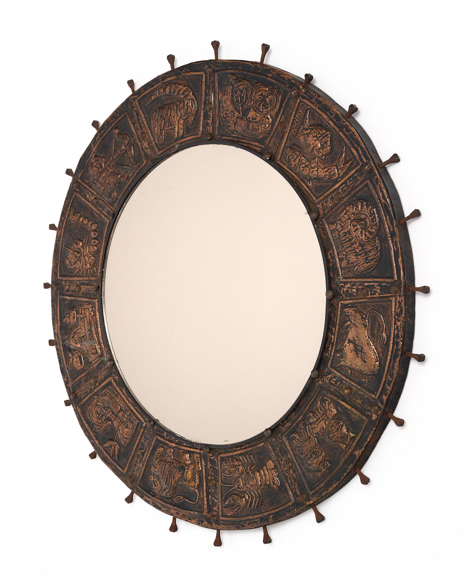 Metal French Vintage Zodiac Mirror For Sale