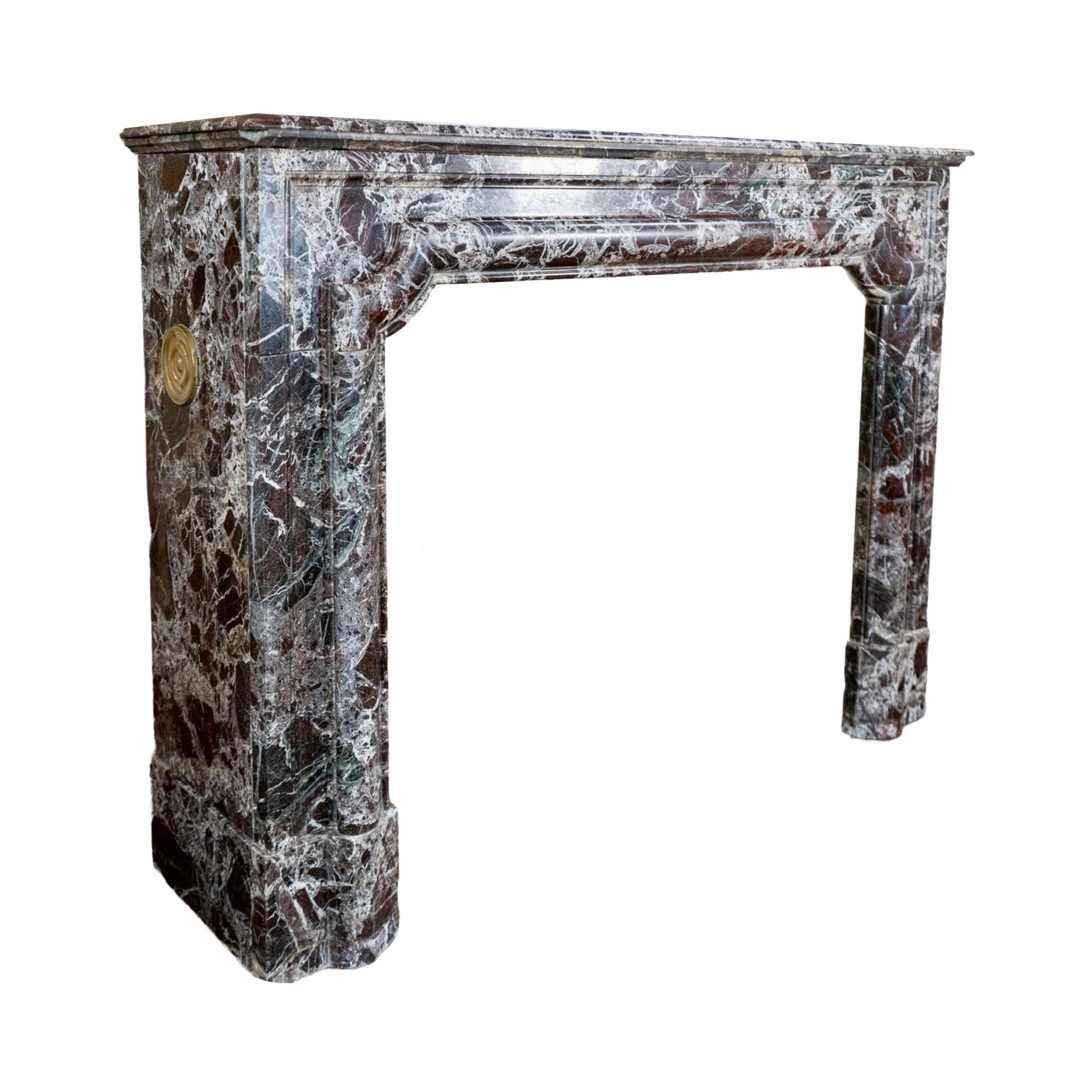 Late 19th Century French Violet Breccia Marble Mantel For Sale