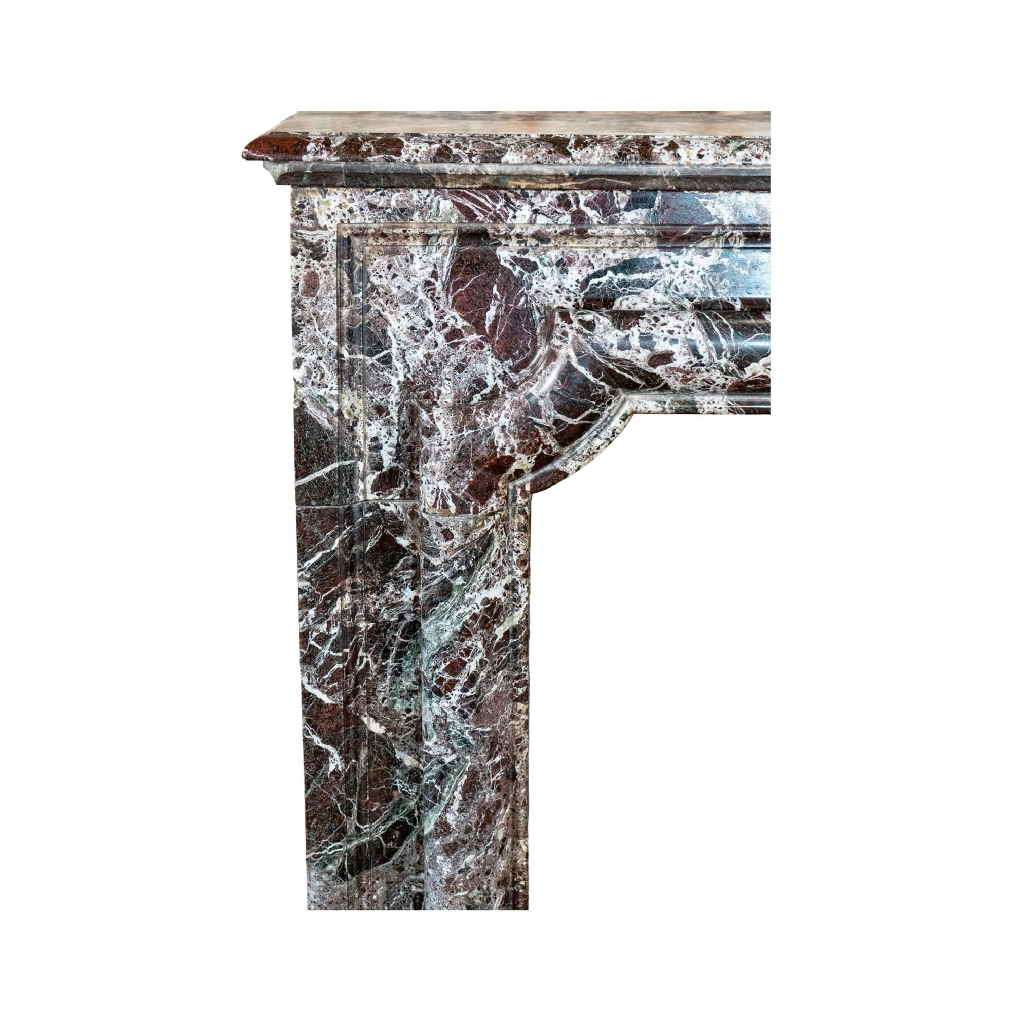 French Violet Breccia Marble Mantel For Sale 1