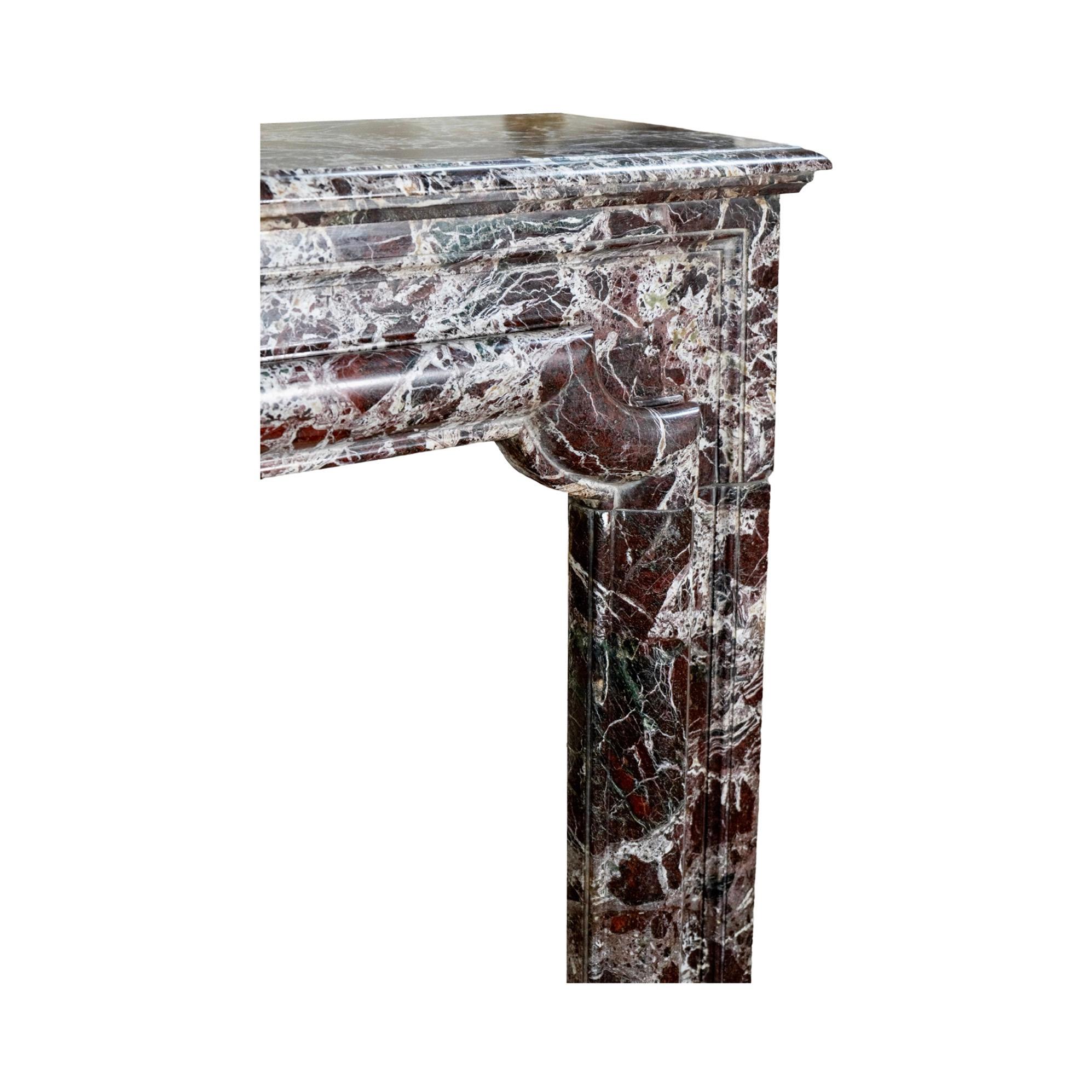 French Violet Breccia Marble Mantel For Sale 2