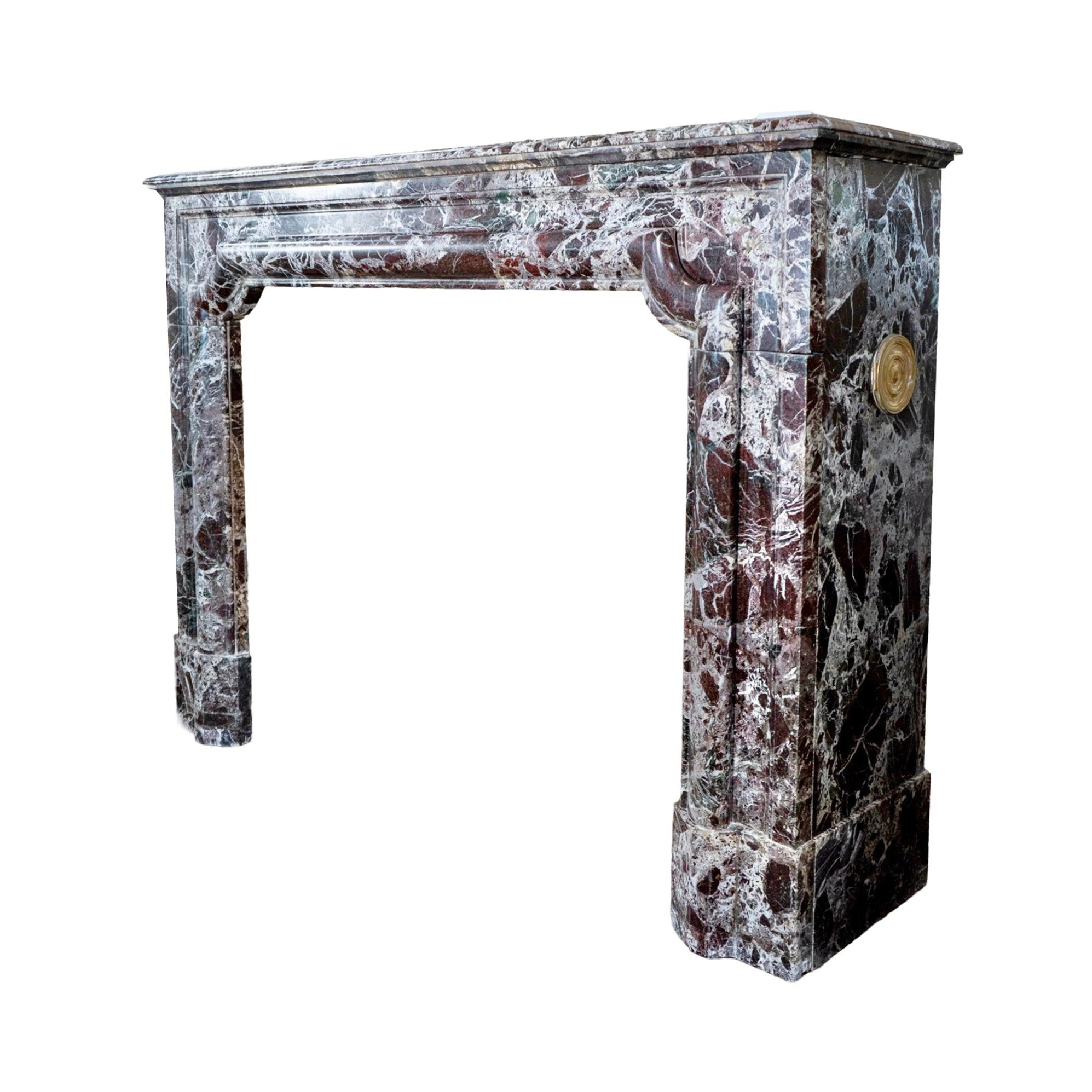 French Violet Breccia Marble Mantel For Sale 3