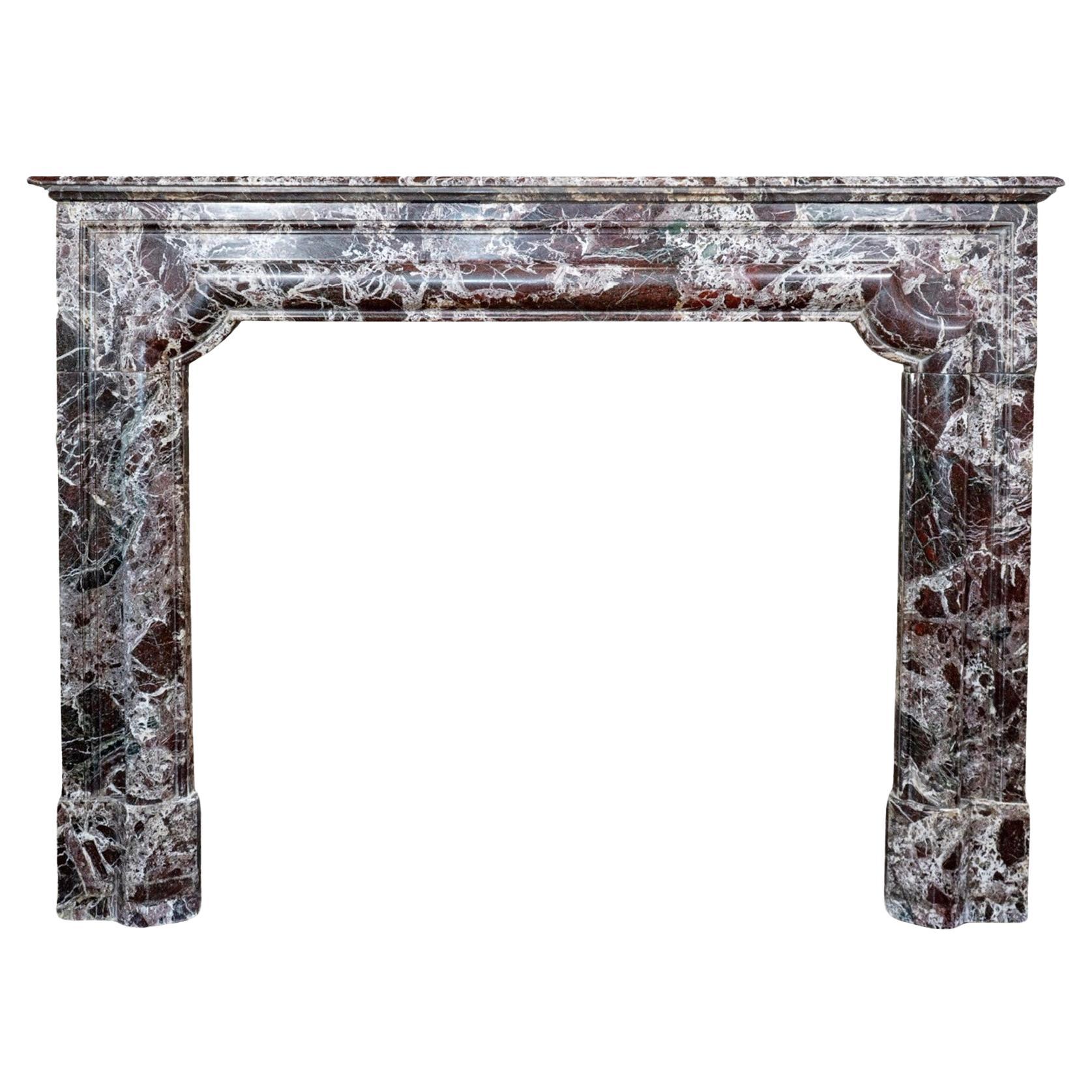 French Violet Breccia Marble Mantel For Sale
