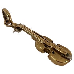 Französische Violine 18K Gelb Weißgold Charm-Anhänger