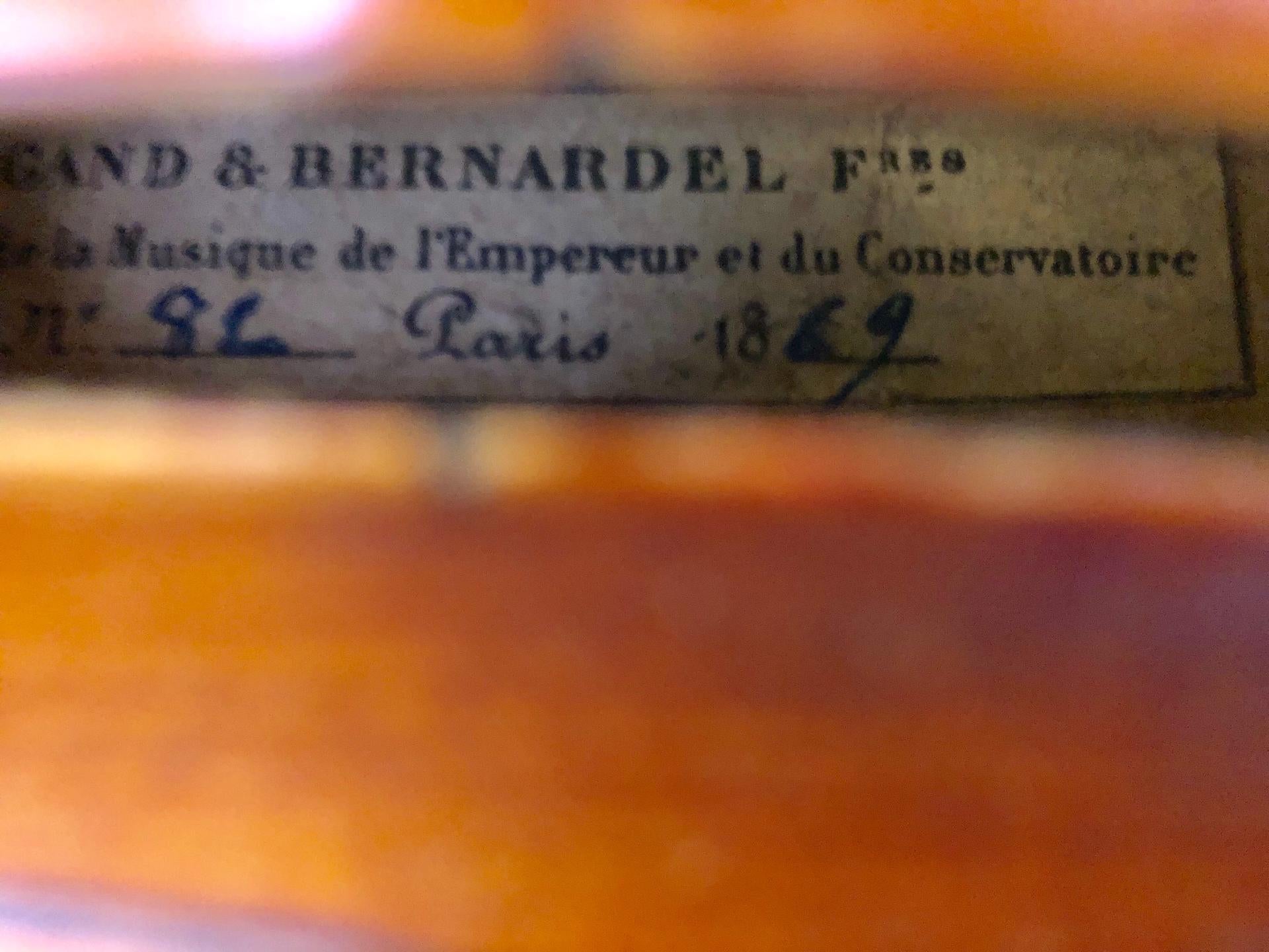 Sculpté à la main Violon Gand & Bernardel, Paris, 1869