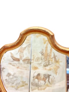French Violin Shape Petite Giltwood Mirror