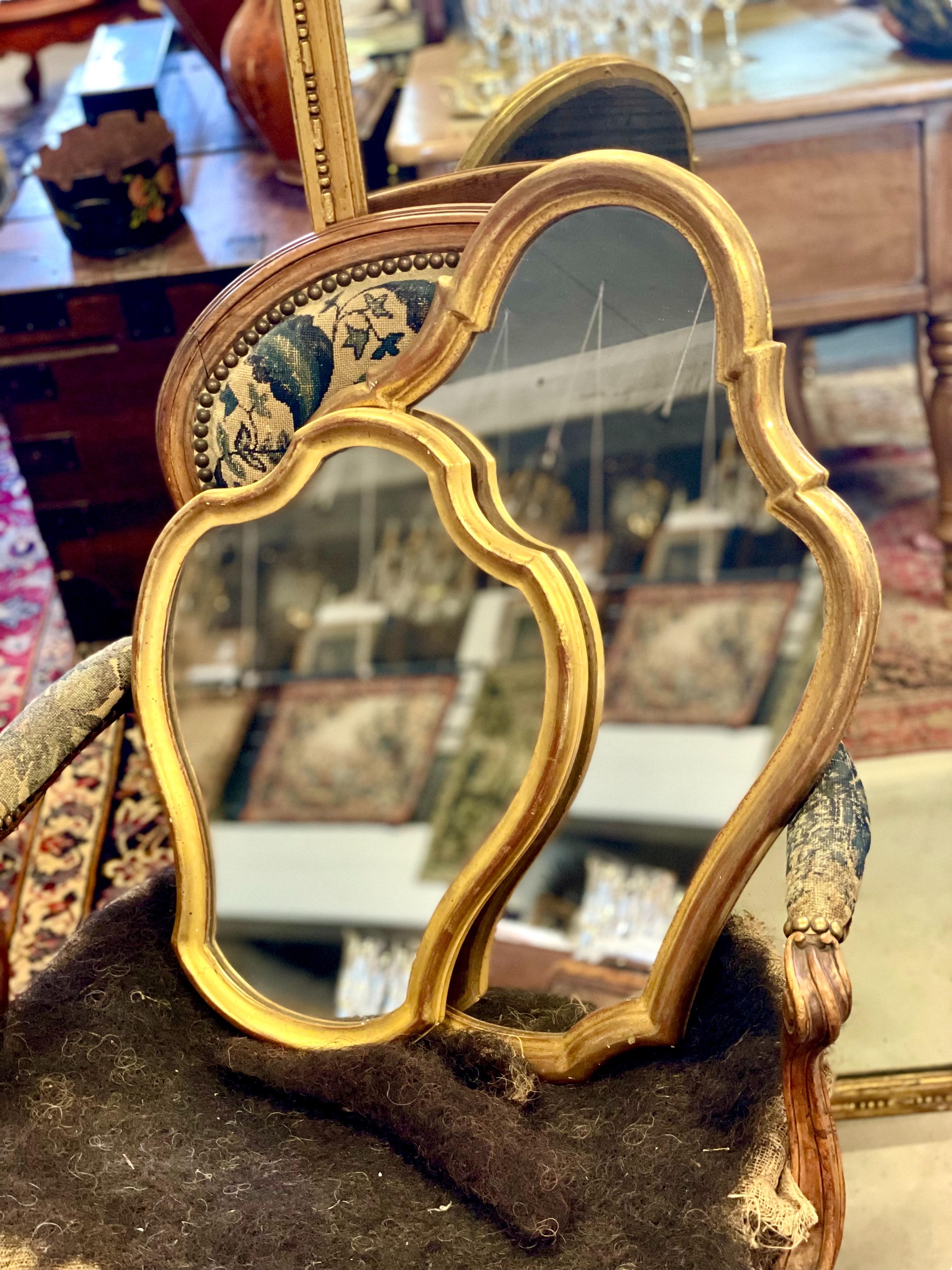 French Violin Shape Petite Giltwood Mirror For Sale 1