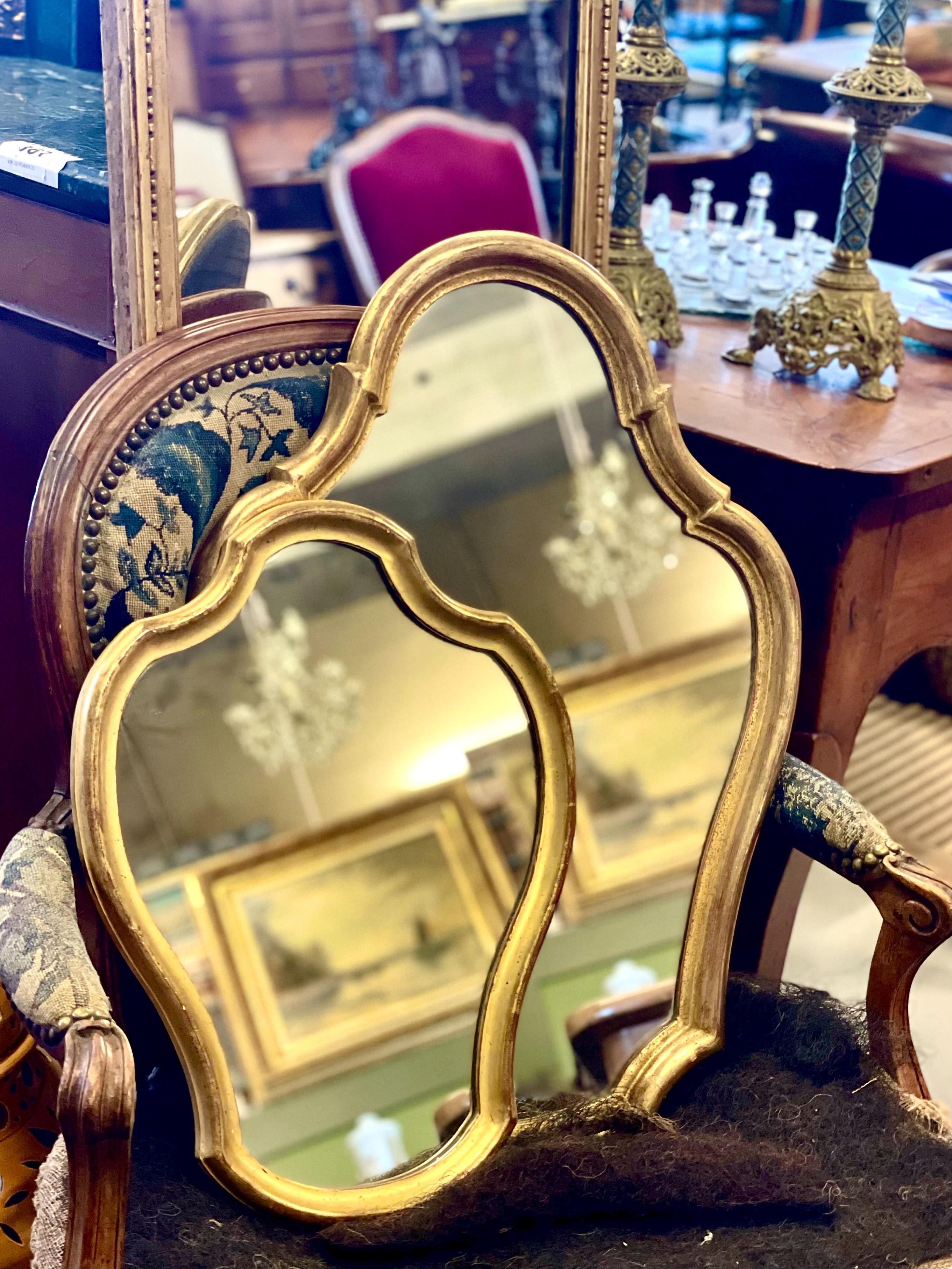 French Violin Shape Petite Giltwood Mirror For Sale 3