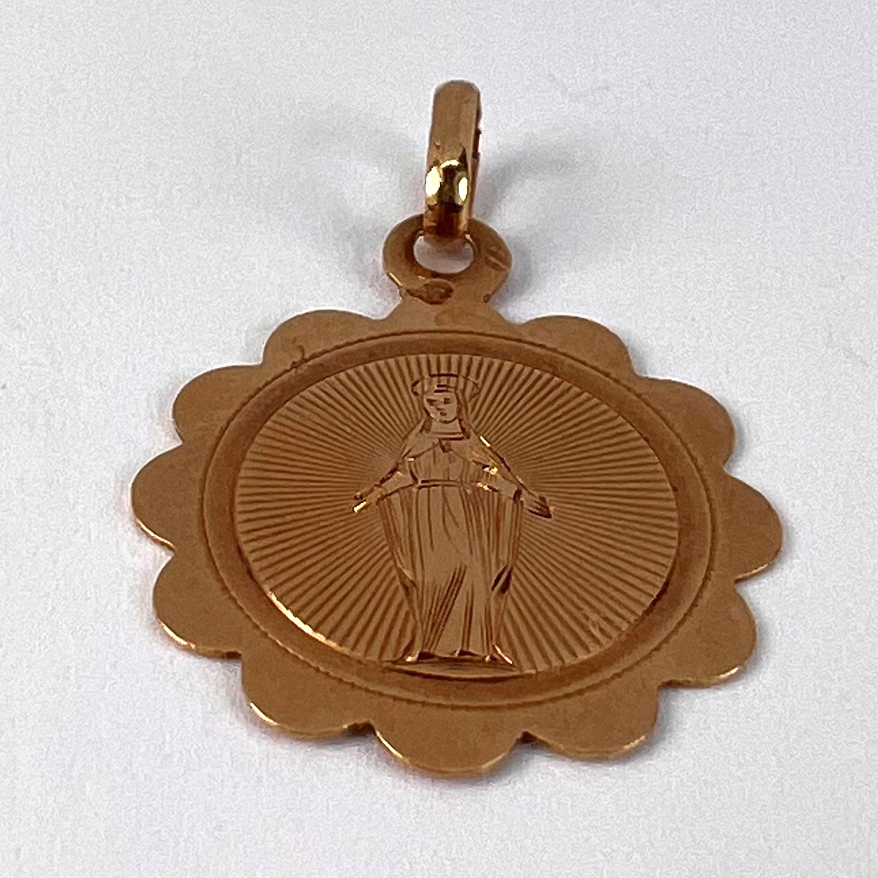 French Virgin Mary 18K Rose Gold Charm Pendant For Sale 8