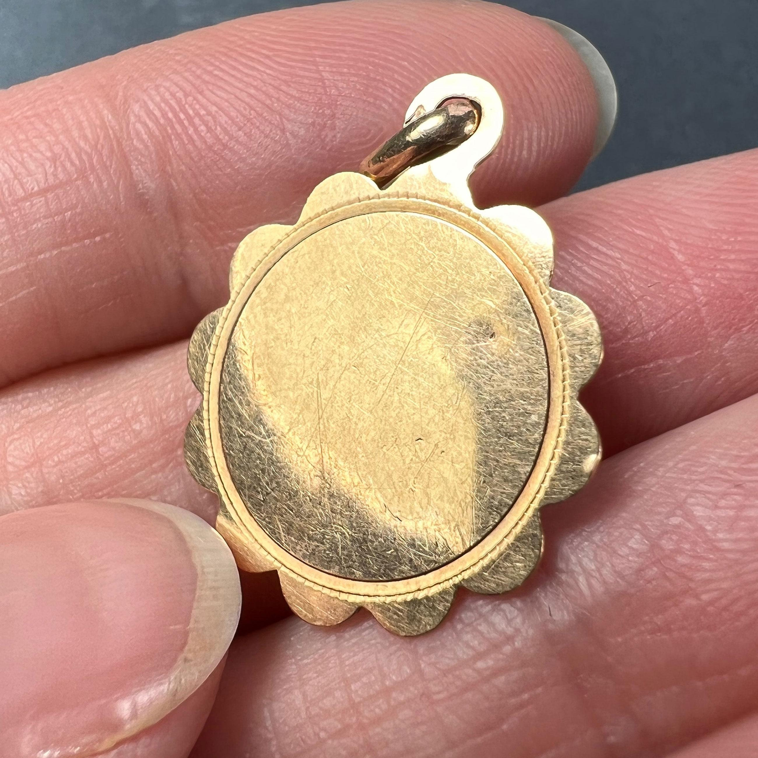 French Virgin Mary 18K Rose Gold Charm Pendant For Sale 2