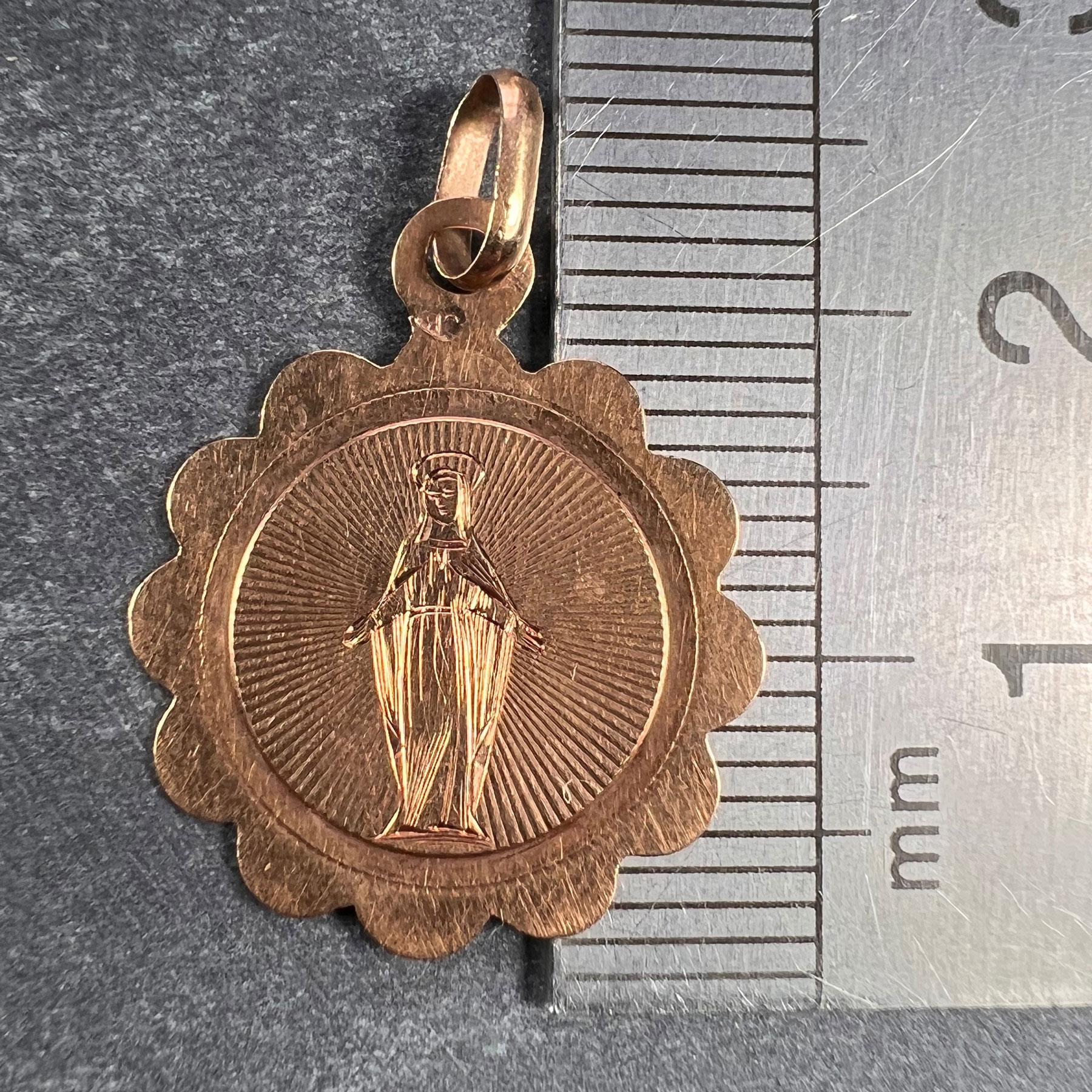 French Virgin Mary 18K Rose Gold Charm Pendant For Sale 3
