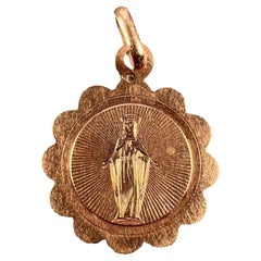 Antique French Virgin Mary 18K Rose Gold Charm Pendant