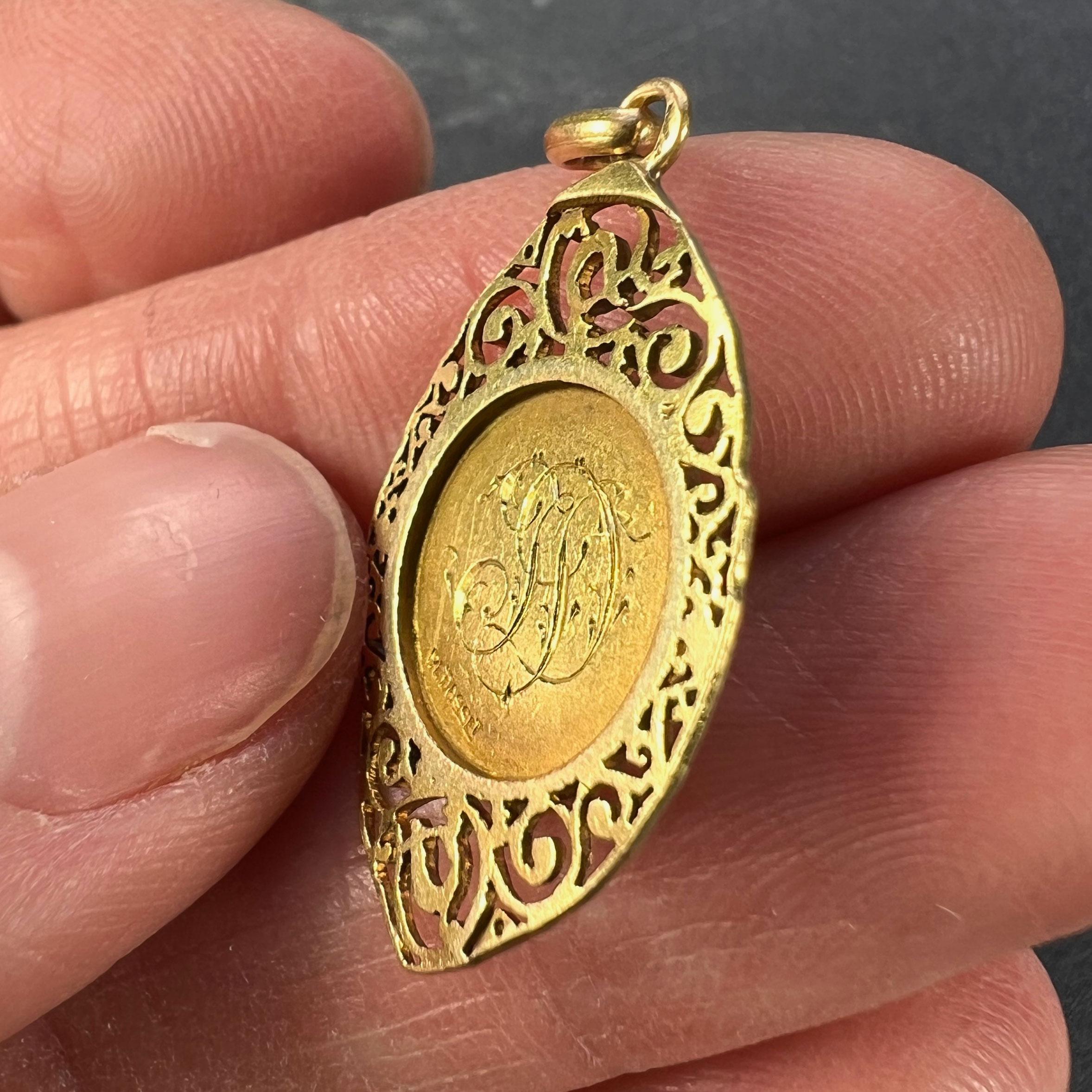 French Virgin Mary 18k Yellow Gold Charm Pendant For Sale 6