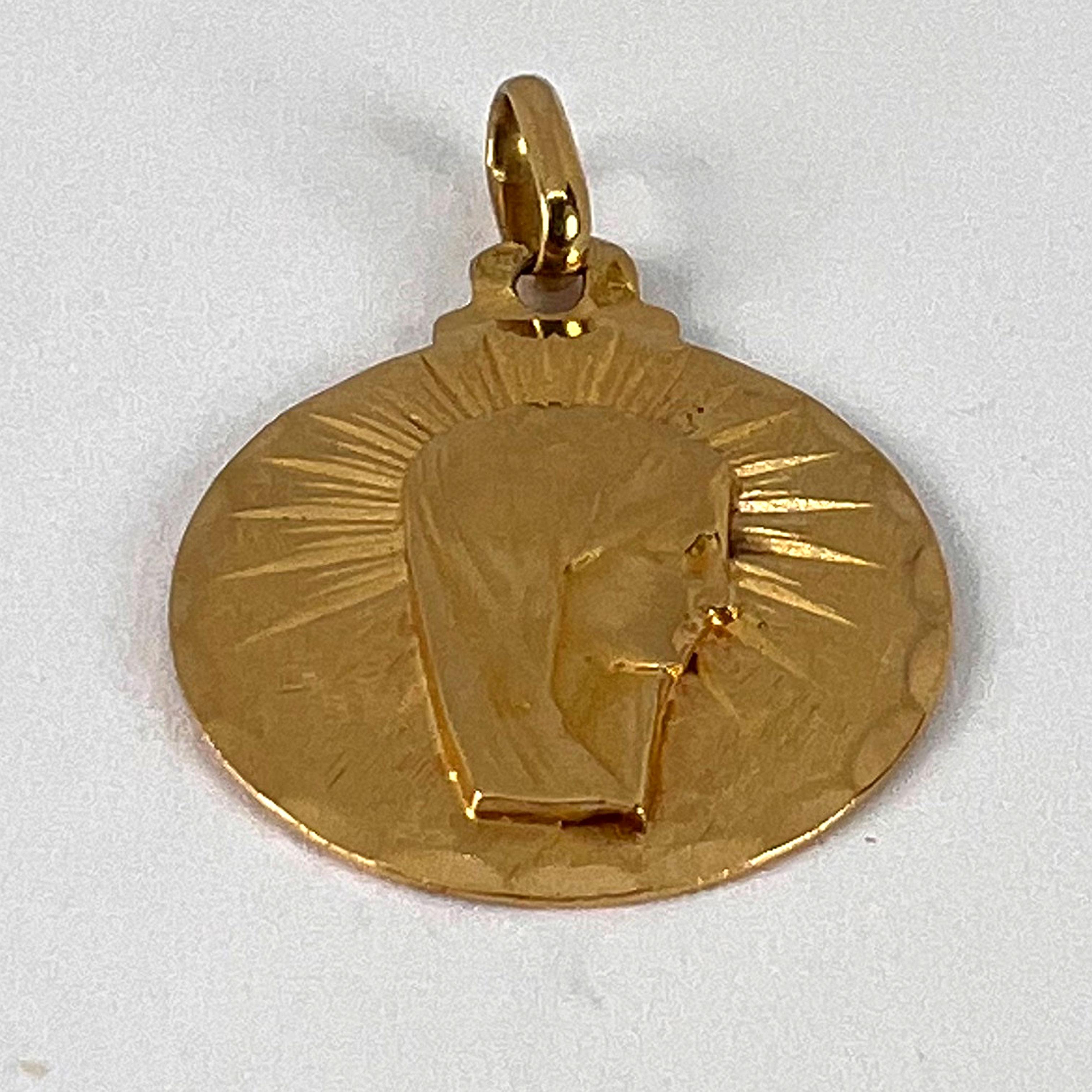 French, Virgin Mary 18K Yellow Gold Charm Pendant For Sale 8
