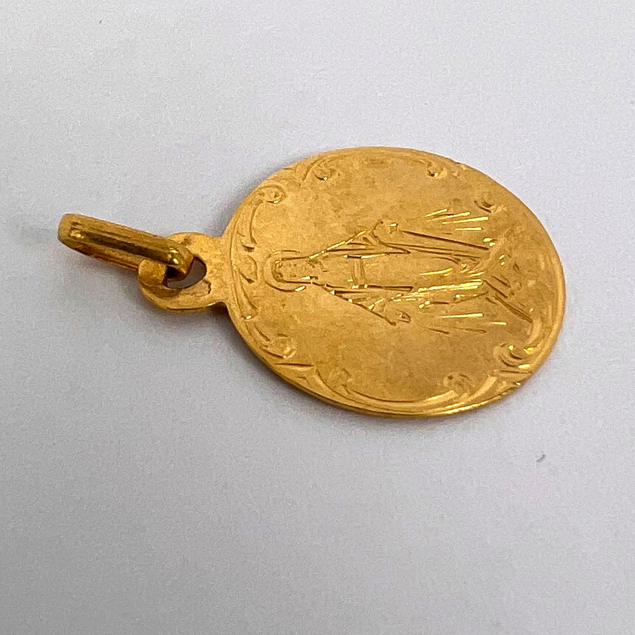 Französische Jungfrau Maria 18K Gelbgold Charm-Anhänger 10